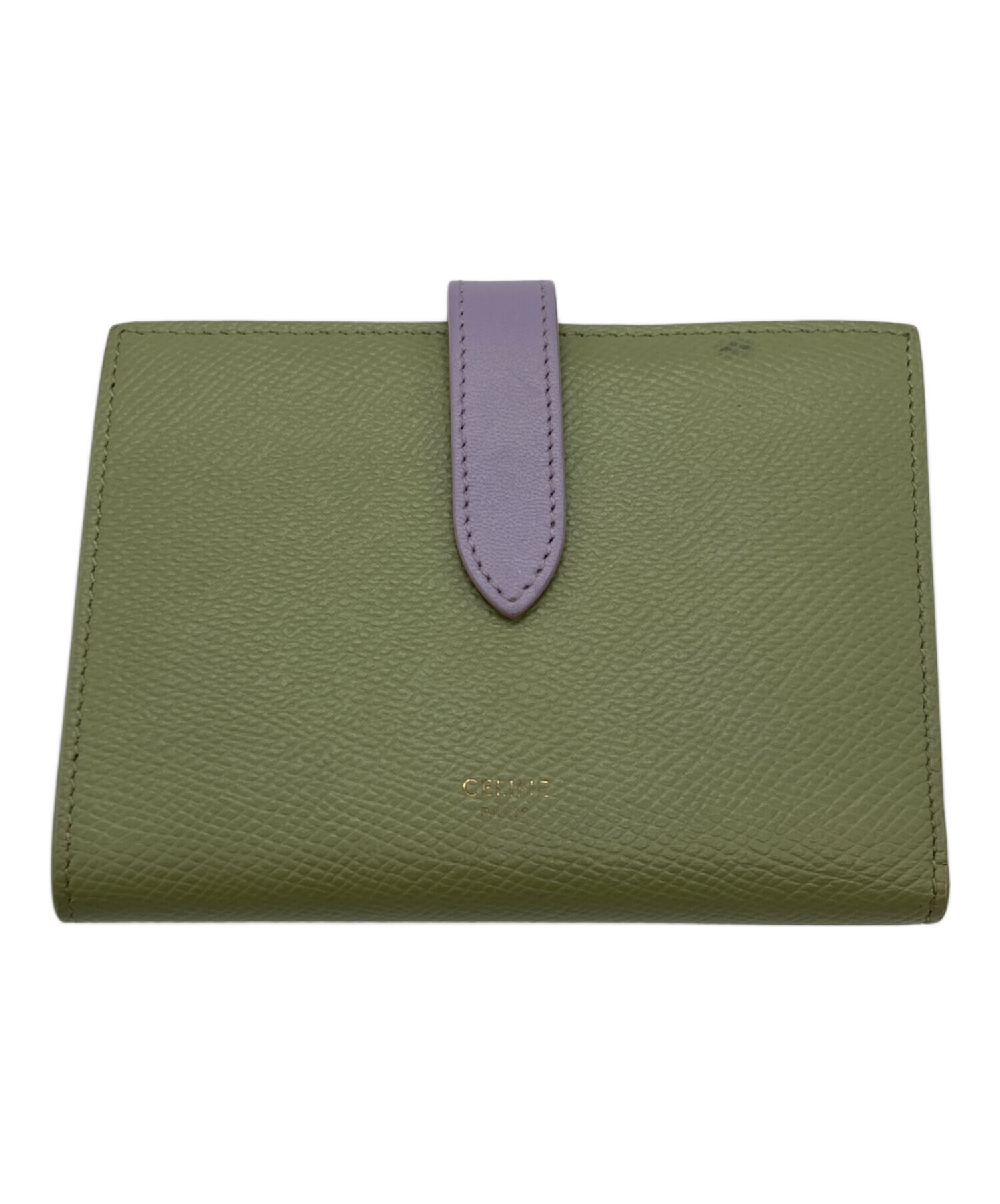 セリーヌ ミディアムストラップ ウォレット 二つ折財布 グレー×ブルー