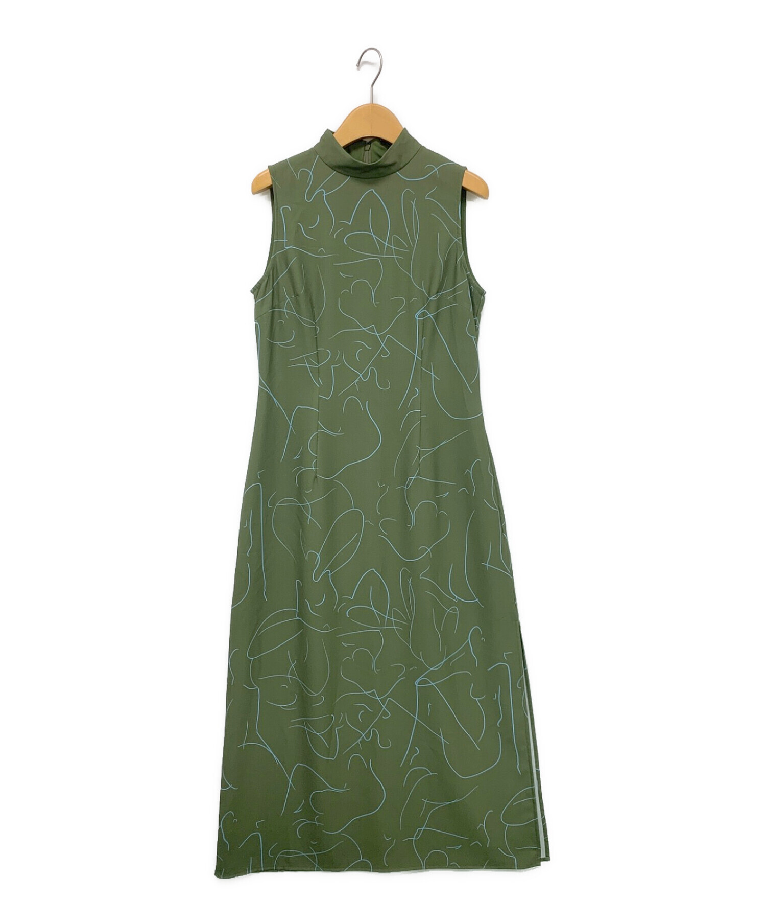 中古・古着通販】AMERI (アメリ) MEDI BODY LINE ART DRESS グリーン 