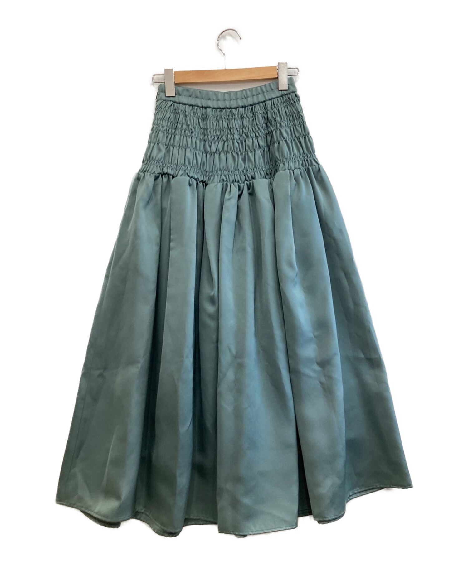 UN3D. (アンスリード) サテンシャーリングスカート グリーン サイズ:36