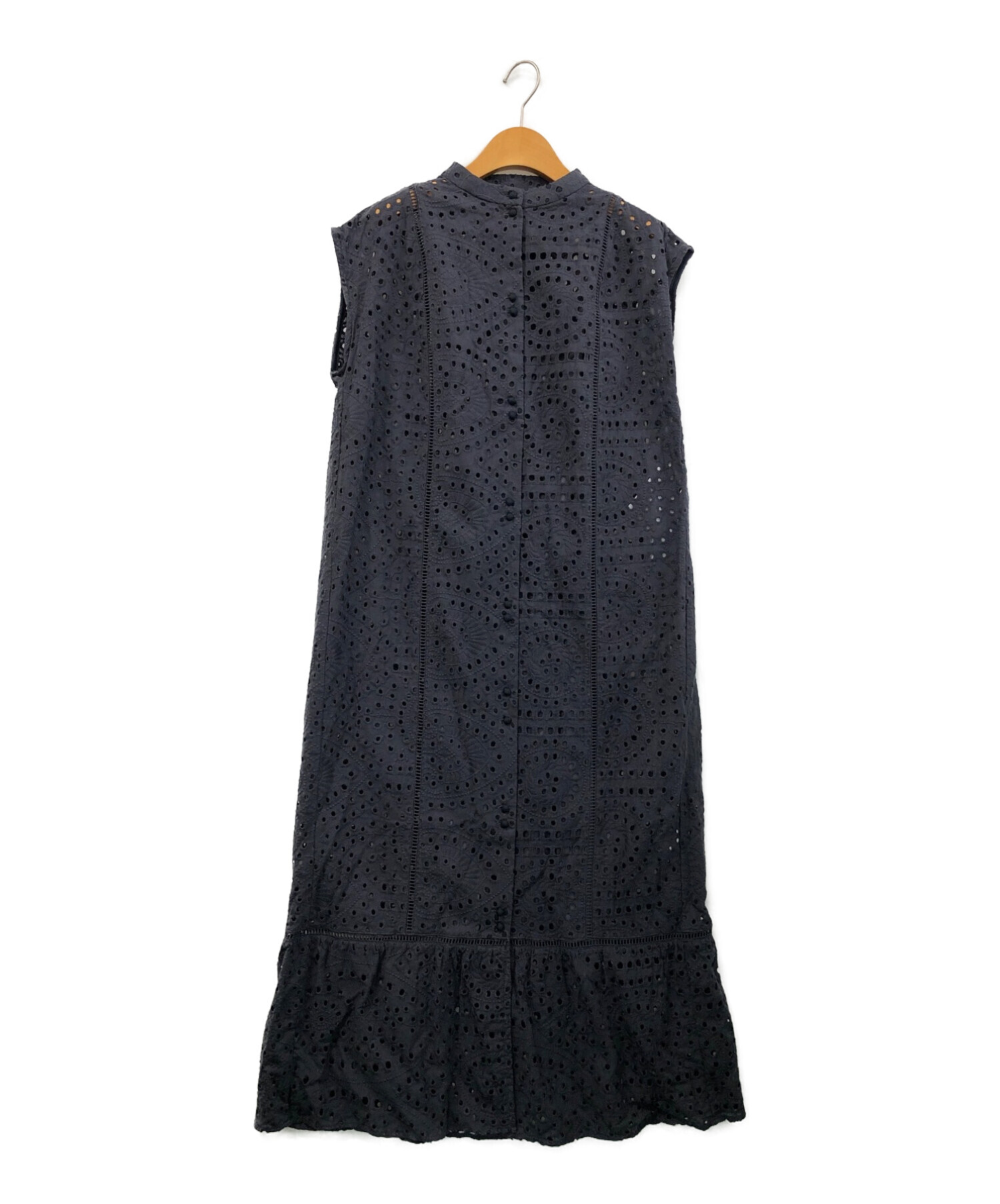 中古・古着通販】AMERI (アメリ) EYELET LACE SHIRT DRESS ブラック 