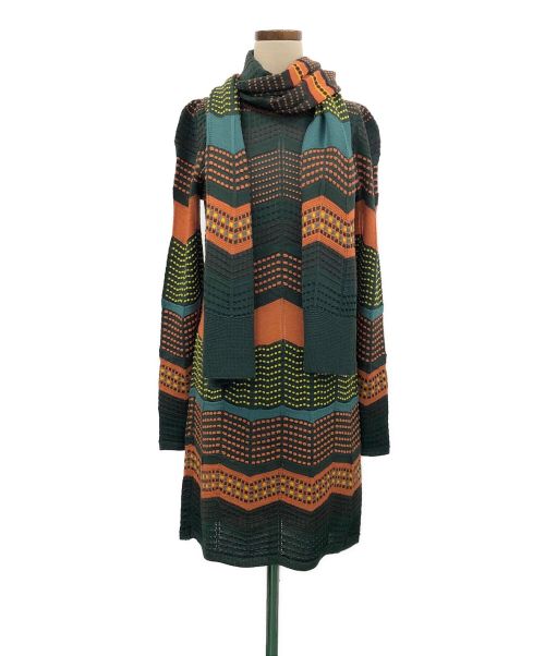 タグ付 極美品 MISSONI イタリア製 総柄 半袖 ニットワンピース 40