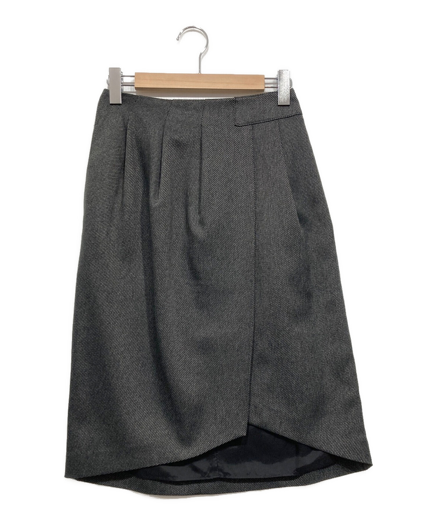 中古・古着通販】COLUMN (コラム) シャンブレーヘムスカート ブラック  