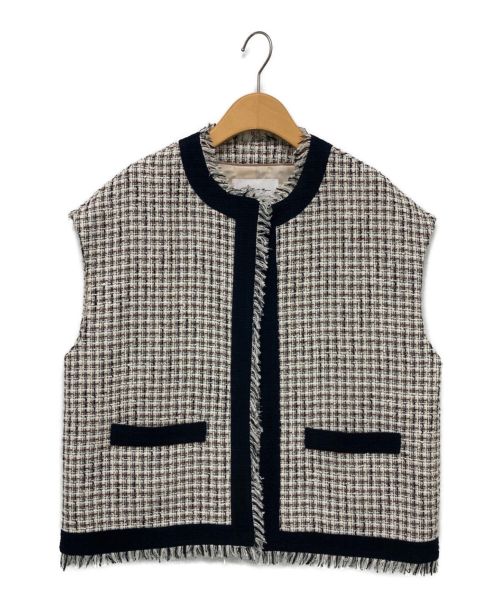 中古・古着通販】na.e (ナエ) Tweed Vest ホワイト×ブラック サイズ 