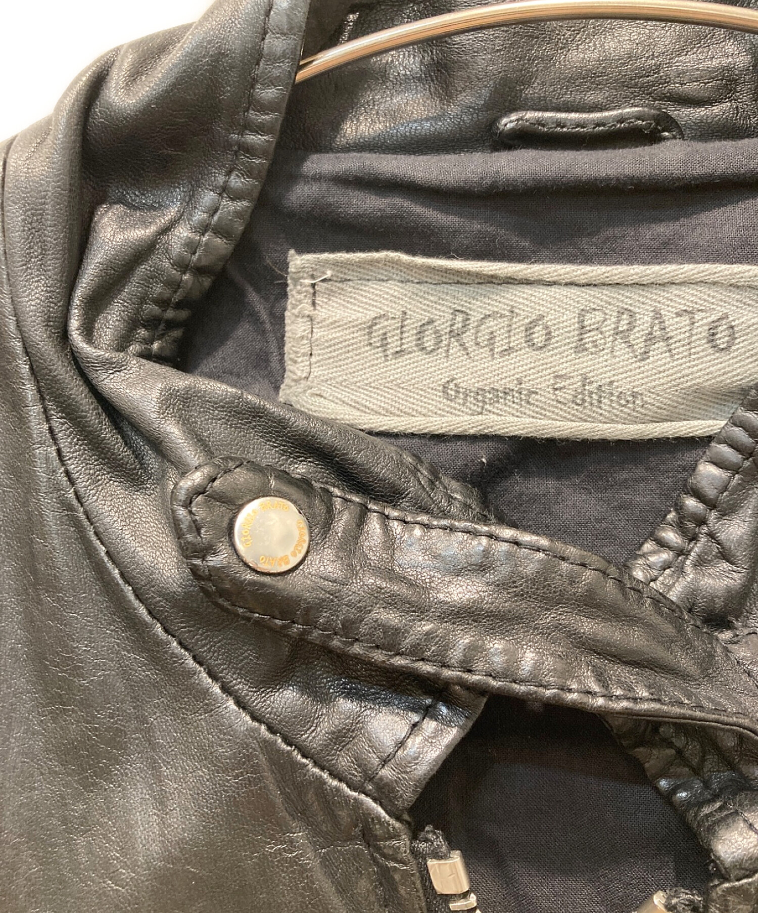 GIORGIO BRATO (ジョルジョブラッド) シワ加工レザージャケット ブラック サイズ:48
