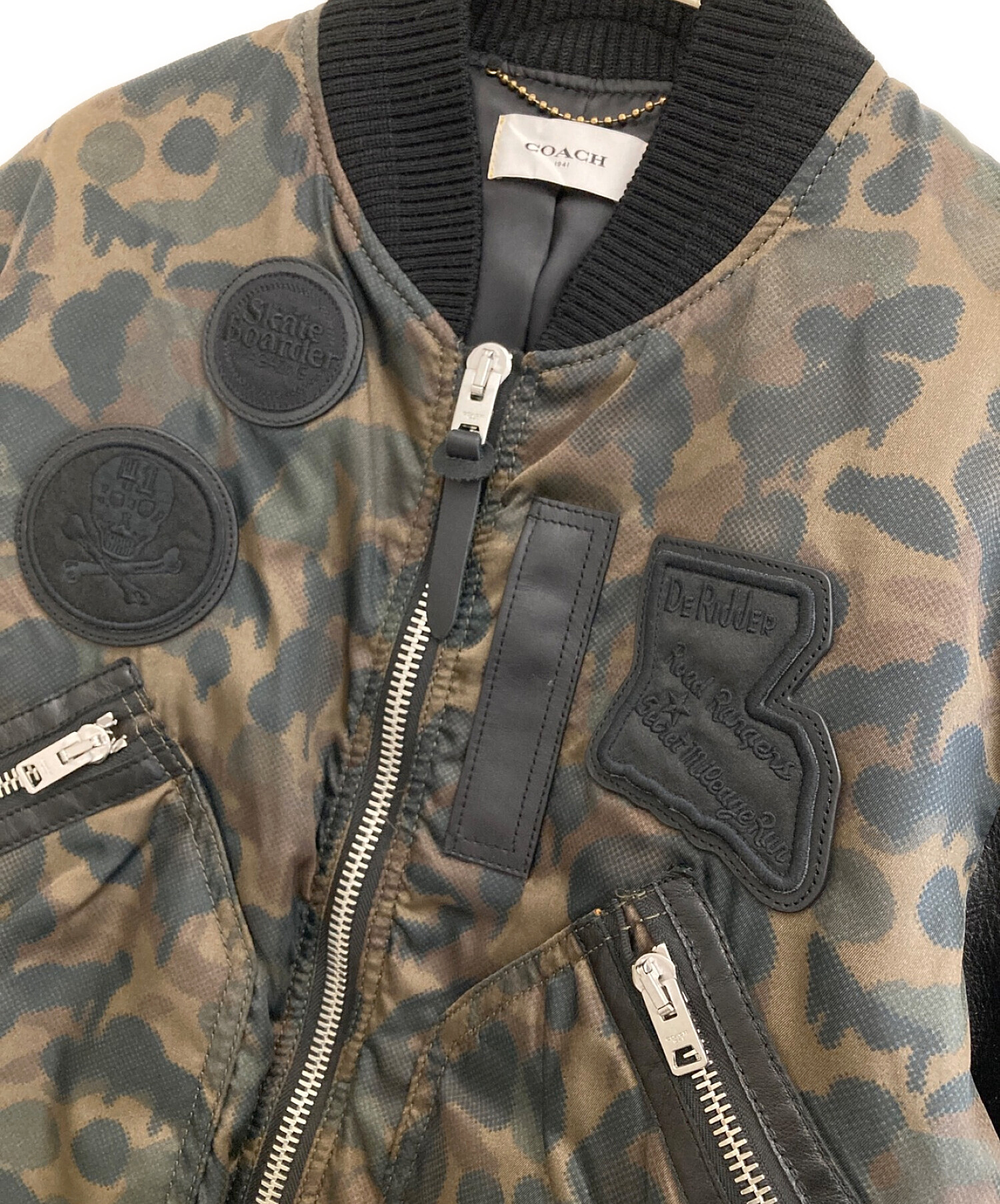 中古・古着通販】COACH (コーチ) パッチ付き袖レザースタジャン 
