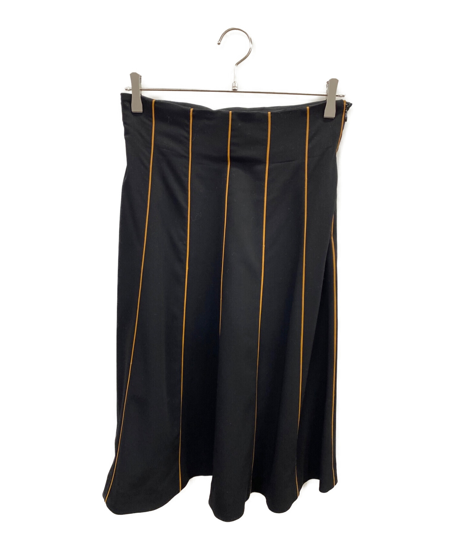 HERMES (エルメス) レザーパイピングスカート ブラック サイズ:38