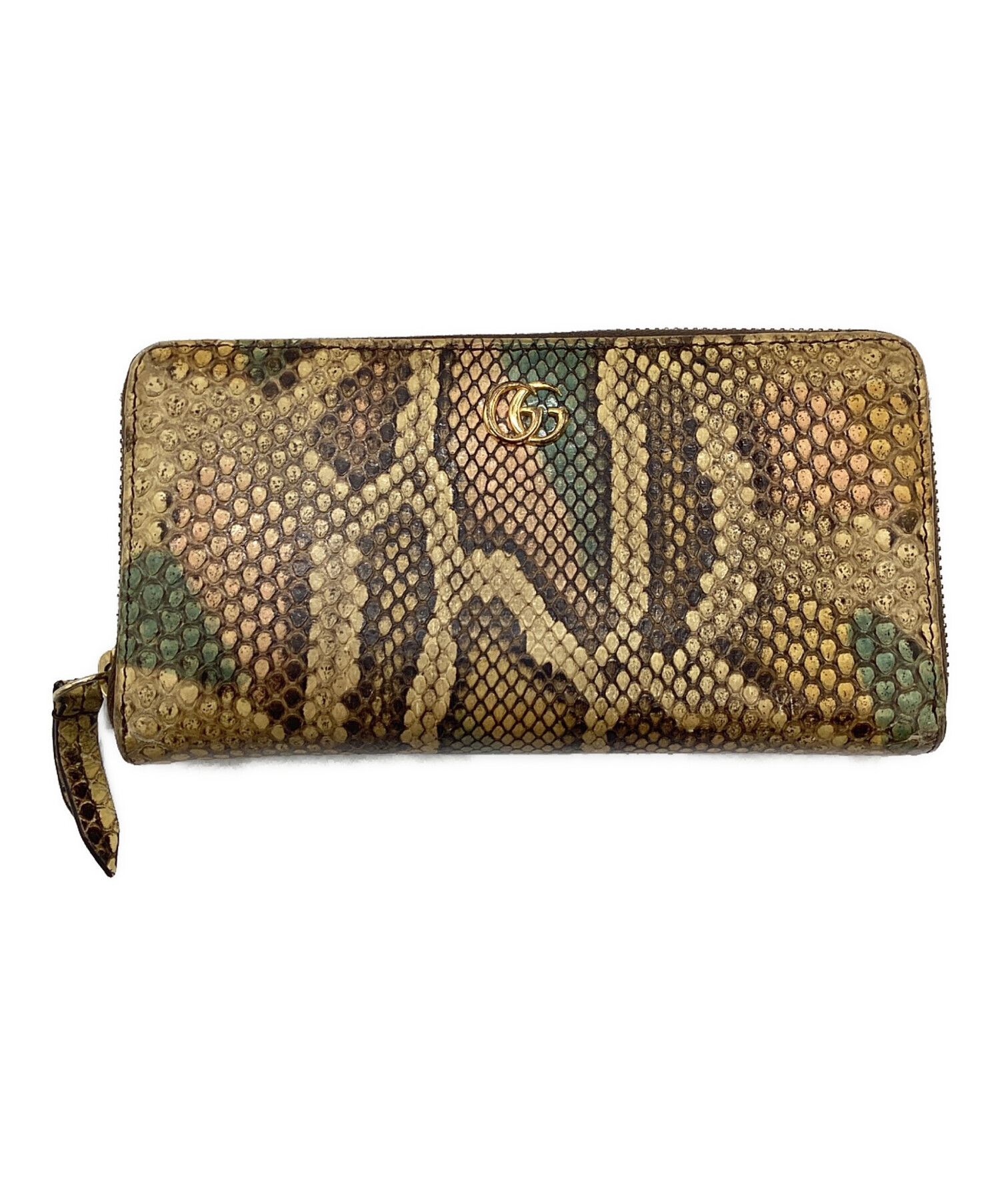 GUCCI グッチ パイソン ジップアラウンドウォレット 長財布 ベージュ  