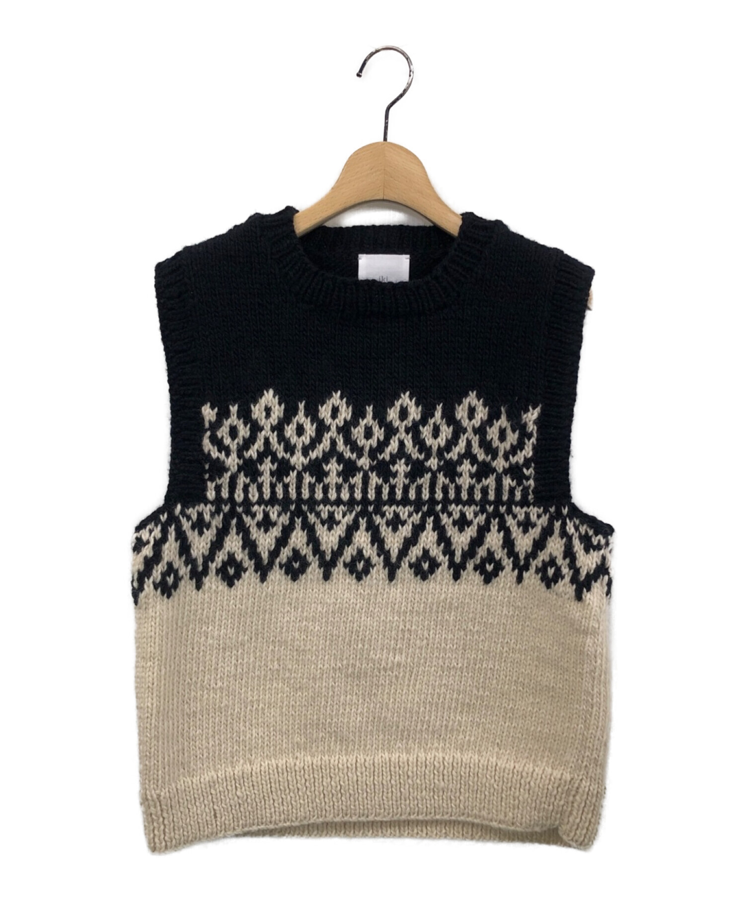 iki ニットベスト iki ネパールハンドニット バイカラー ベスト