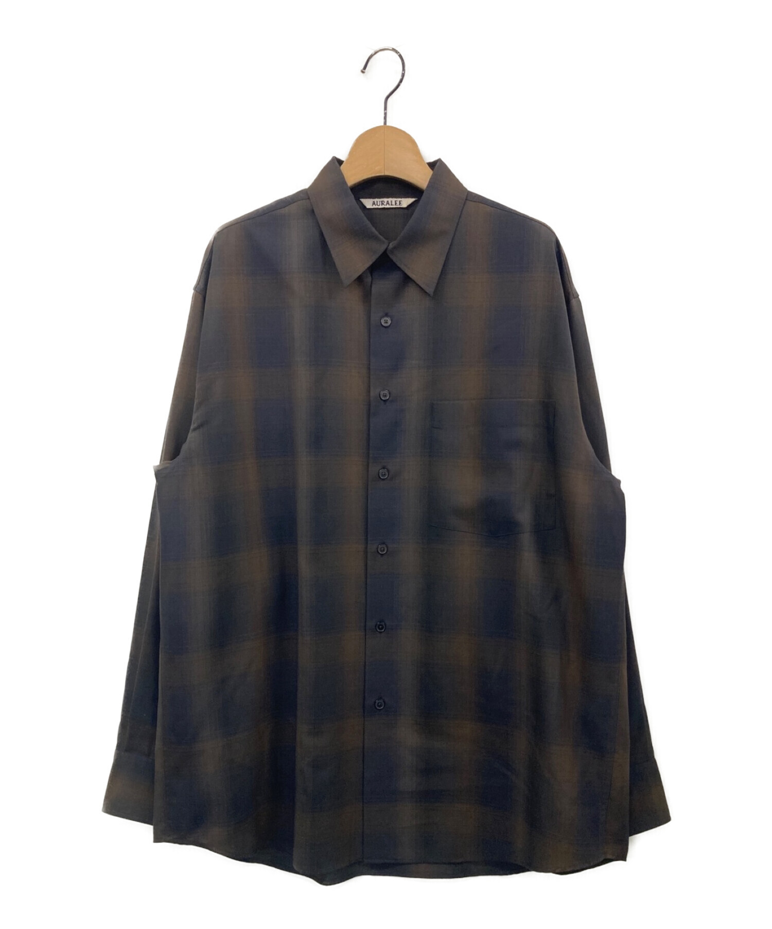 AURALEE SHIRT BROWN BLACK