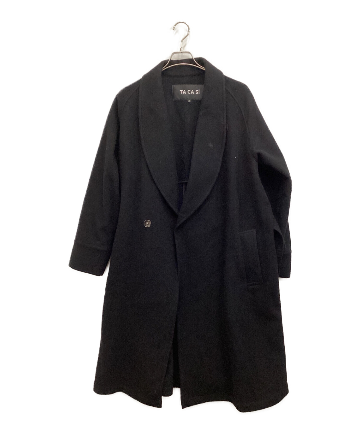 中古・古着通販】TACASI (タキャシ) ウールガウンコート ブラック 