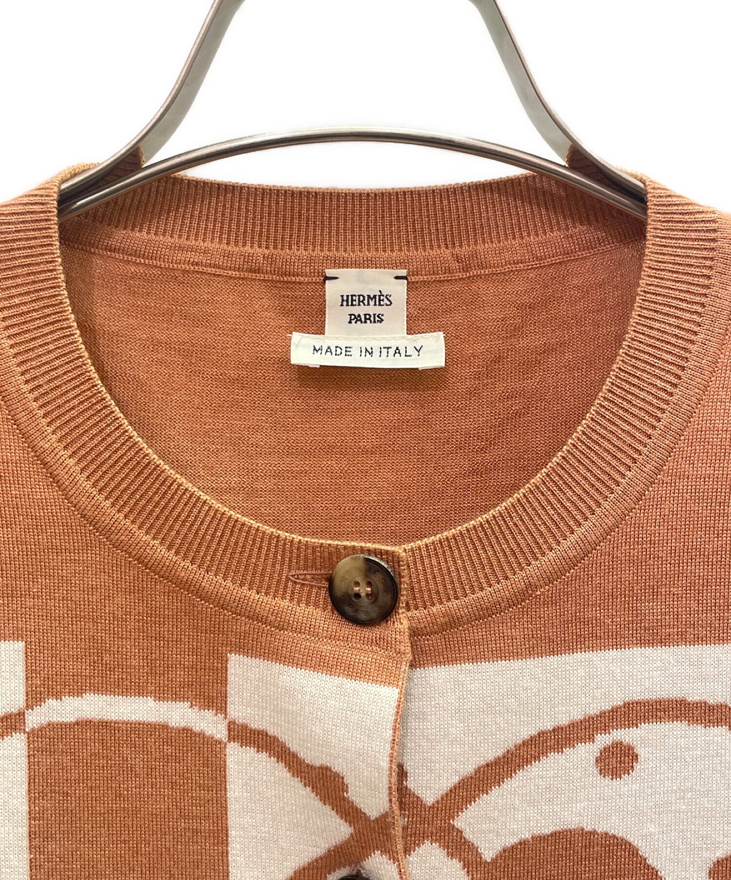 中古・古着通販】HERMES (エルメス) シルクカシミヤ総柄カーディガン 