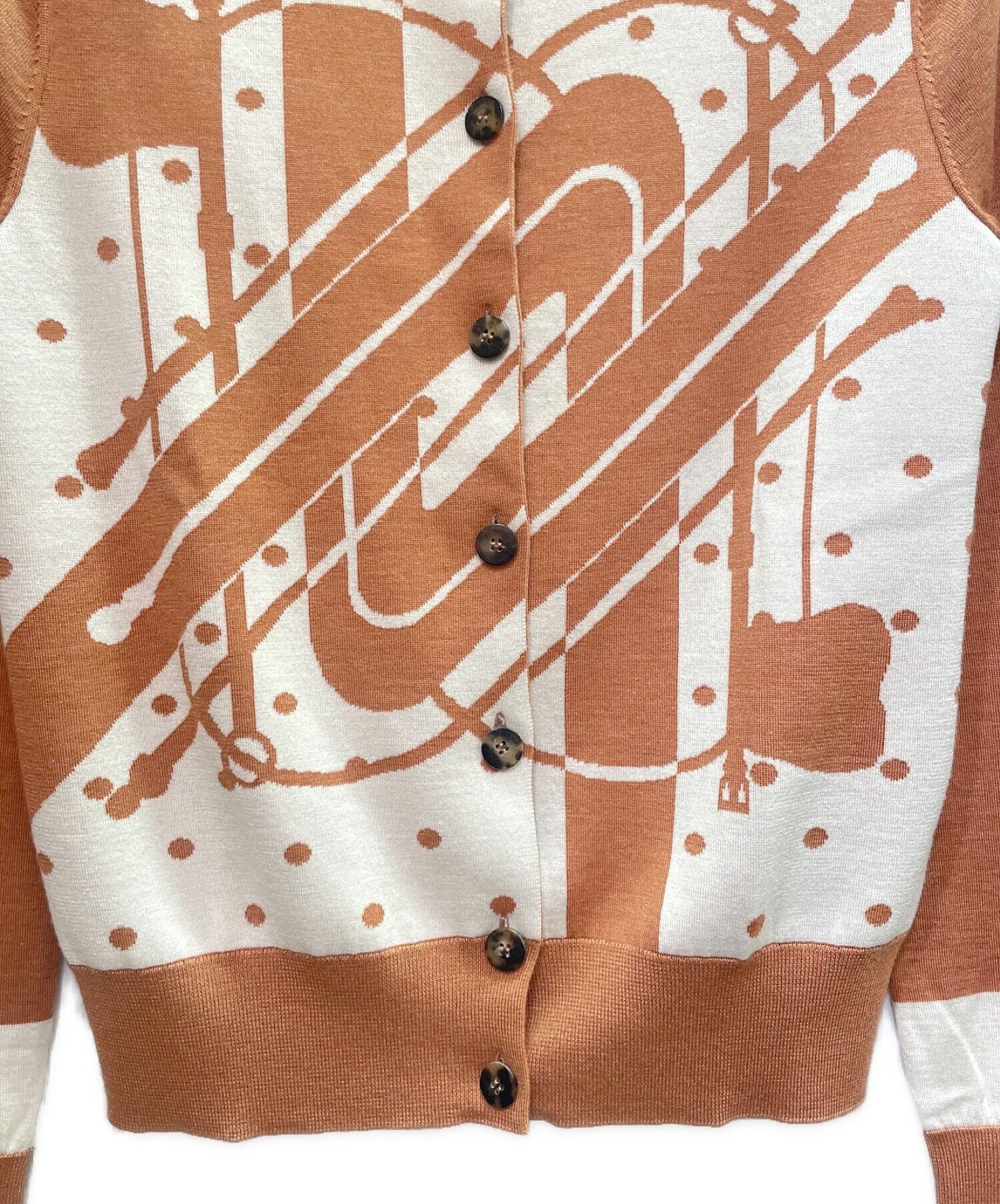 中古・古着通販】HERMES (エルメス) シルクカシミヤ総柄カーディガン 