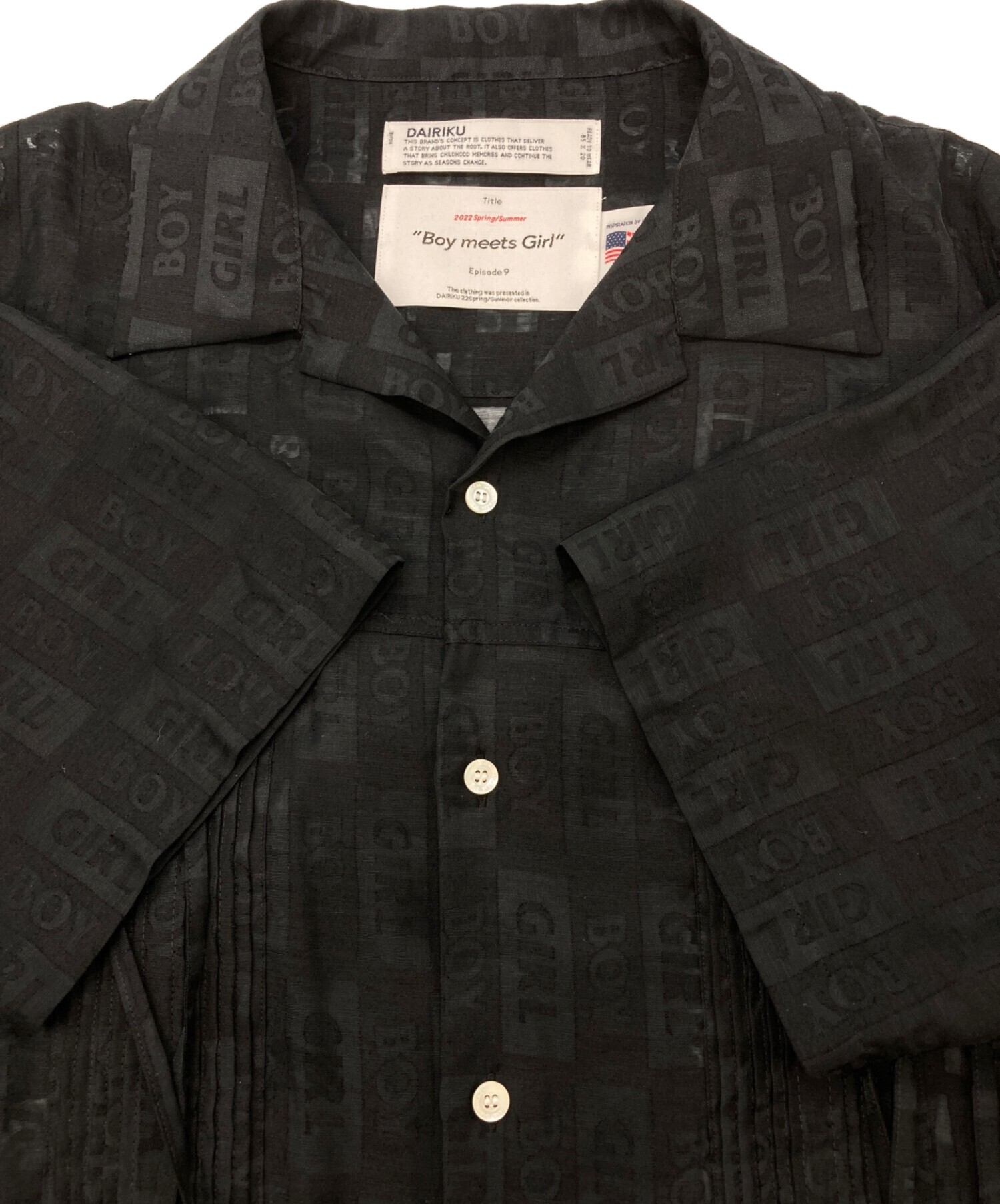中古・古着通販】DAIRIKU (ダイリク) LOVE Open Collar Shirt ブラック