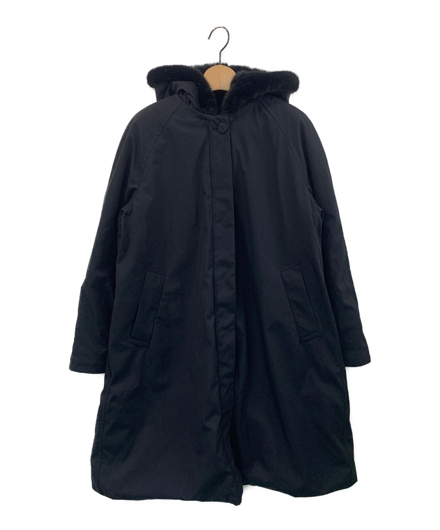 中古・古着通販】YONFA (ヨンファ) パデットファーコート ブラック 