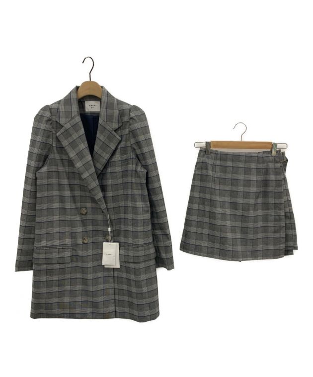 AMERI PUFF CHECK JACKET WITH SKIRT PANTS
