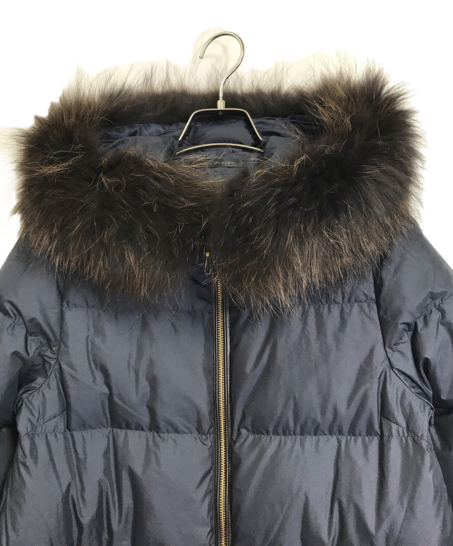 美品 ナノユニバース 西川ダウン ダウンジャケット ファー ブラック 38