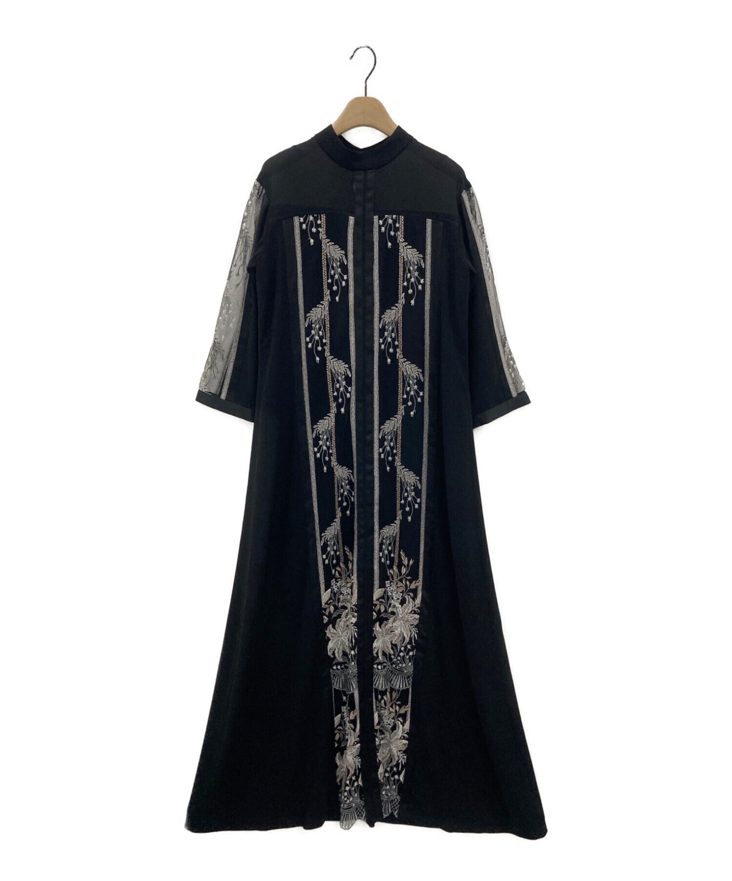 中古・古着通販】MURRAL (ミューラル) Framed flower dress ブラック 