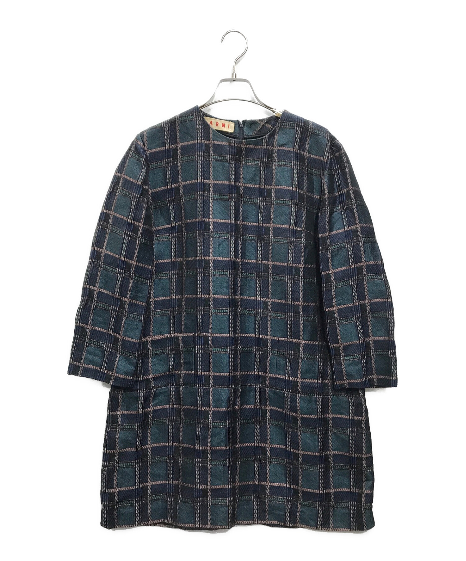 中古・古着通販】MARNI (マルニ) チェックワンピース ネイビー サイズ 