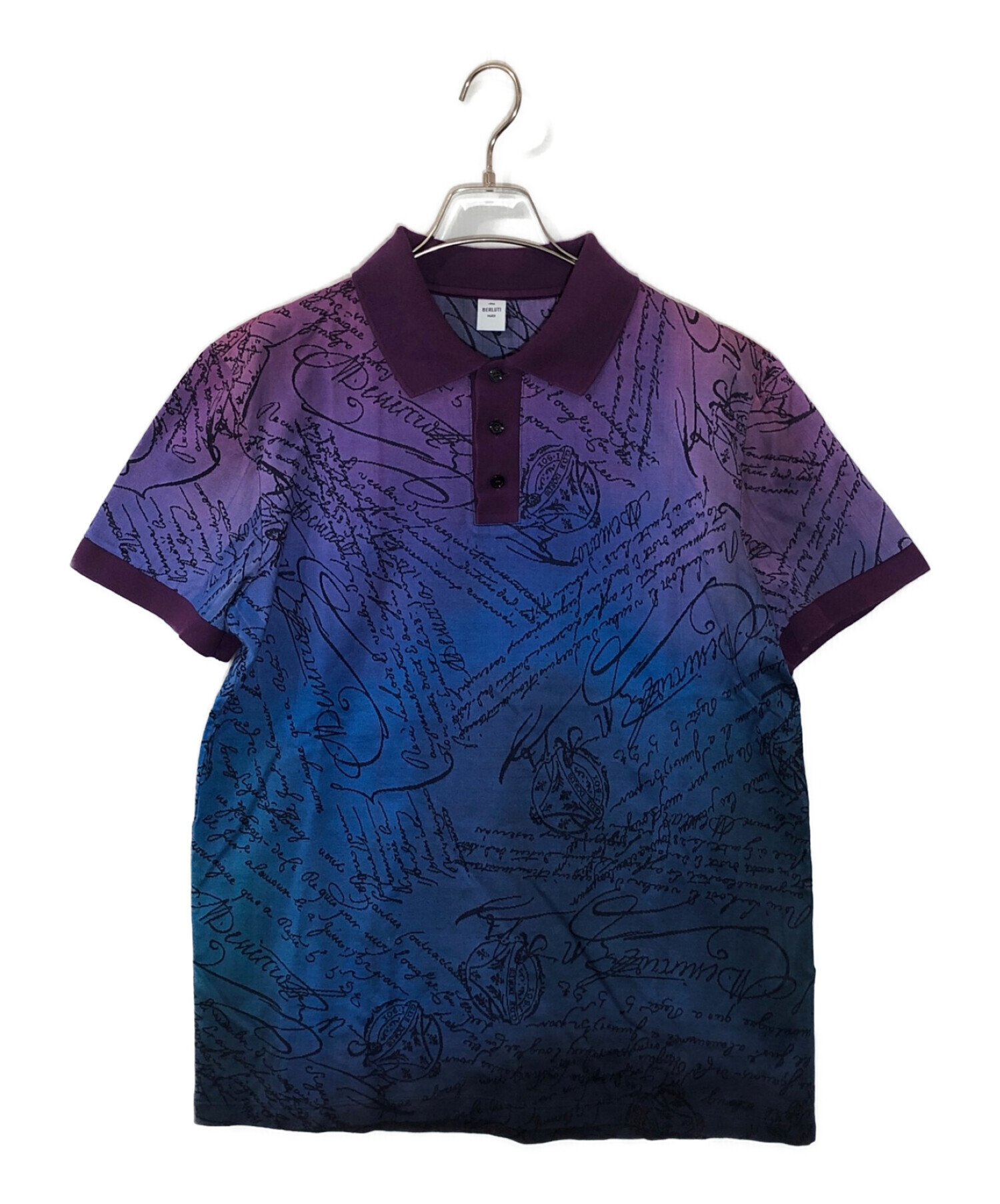 ベルルッティ ブルー コットン カリグラフィー ポロシャツ L