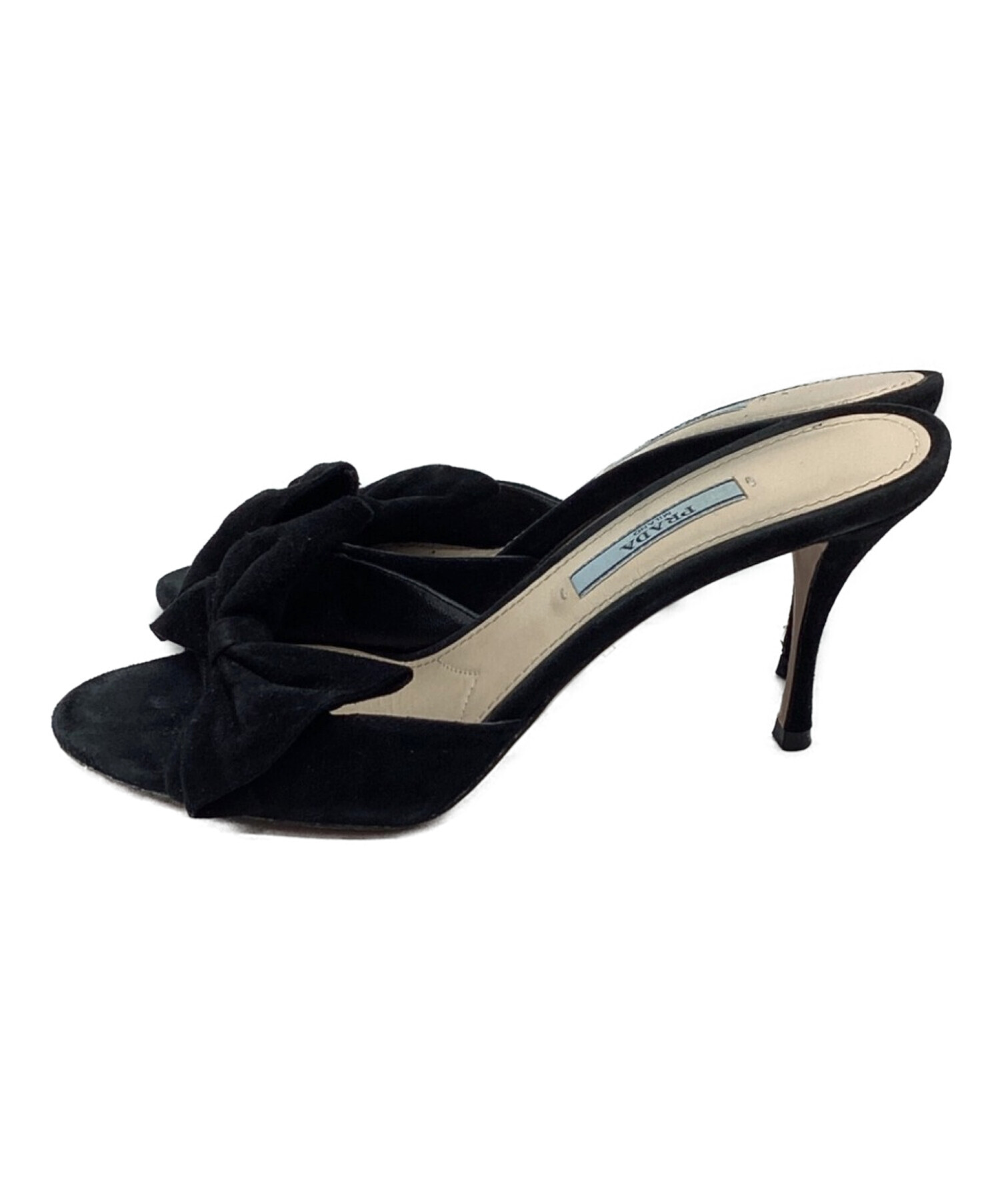 中古・古着通販】PRADA (プラダ) リボンサンダル ブラック サイズ:36 