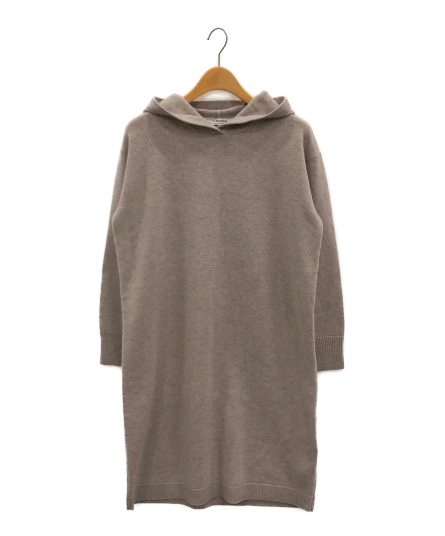 エスマックスマーラ カシミヤ ウール ケーブルニットワンピース 紺色