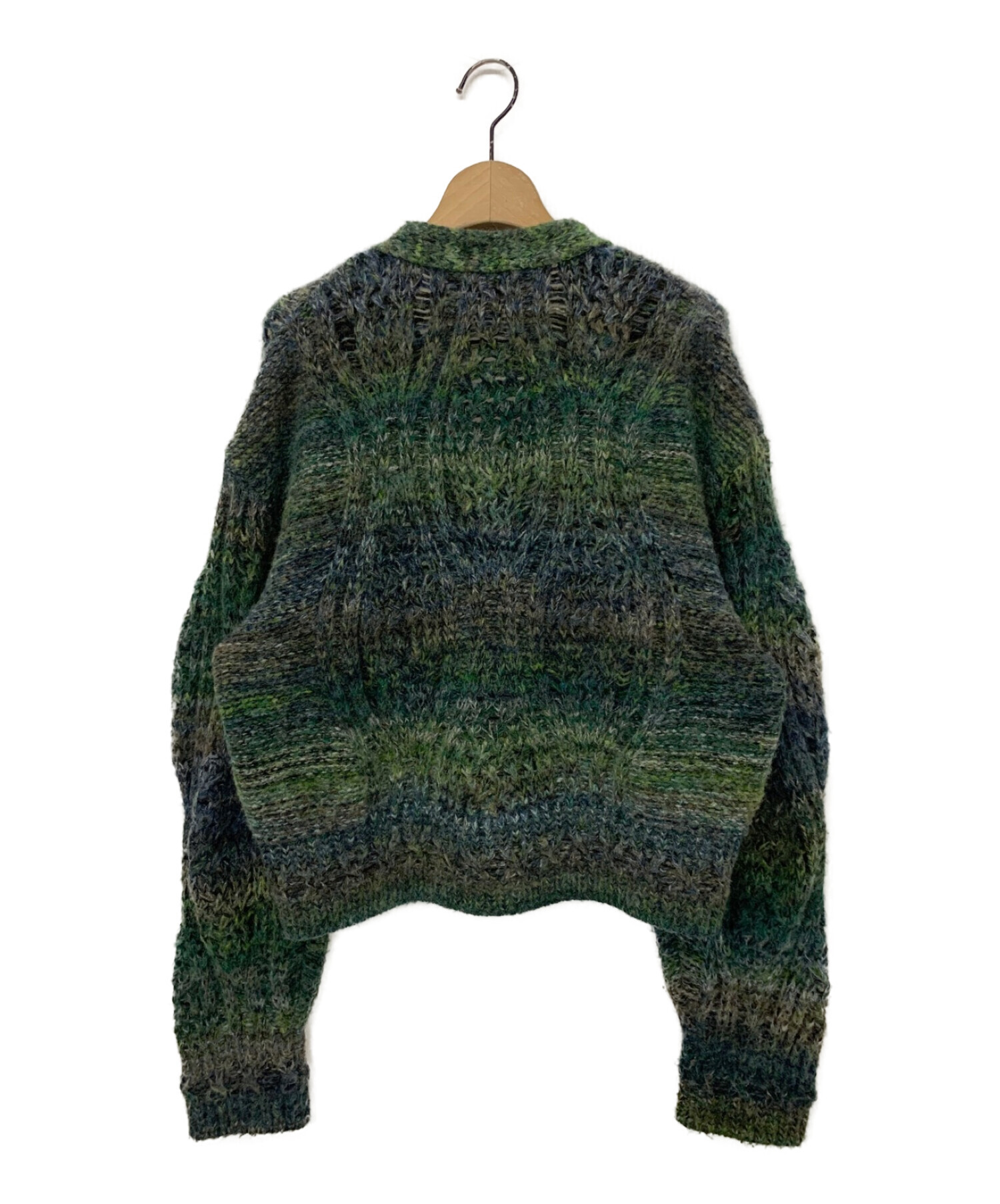 中古・古着通販】MURRAL (ミューラル) Hazy knit cardigan グリーン 