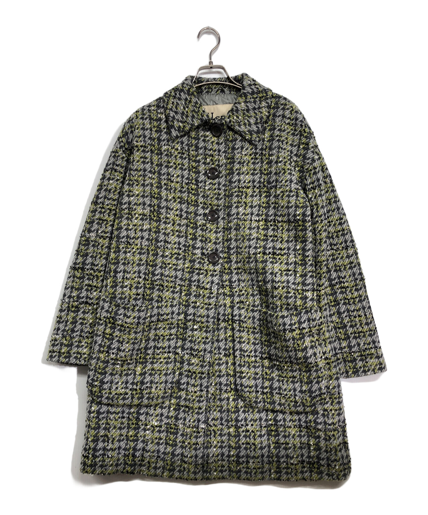 中古・古着通販】HERNO (ヘルノ) ツイードコート グレー×グリーン 