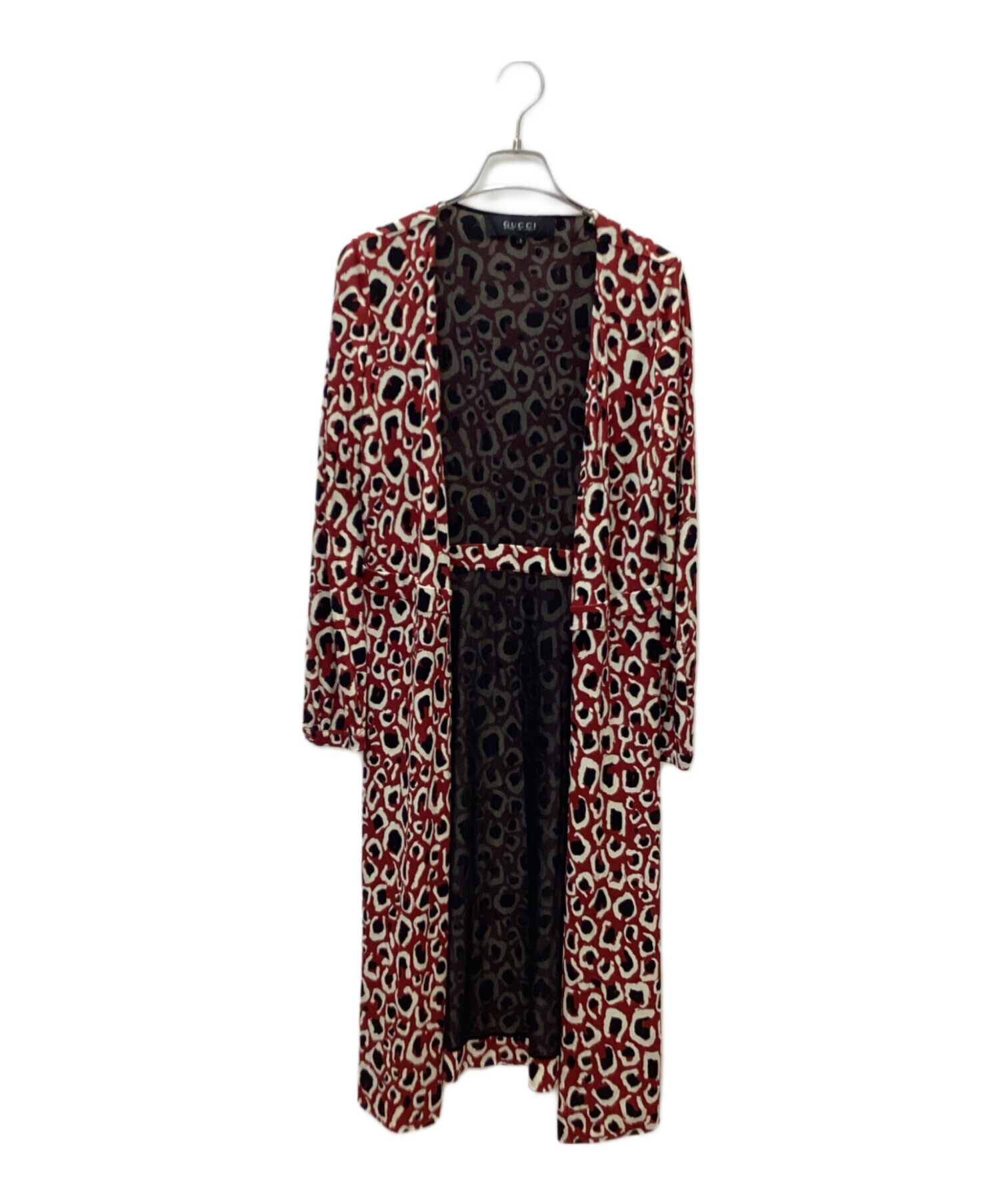 中古・古着通販】GUCCI (グッチ) 総柄カシュクールワンピース レッド 