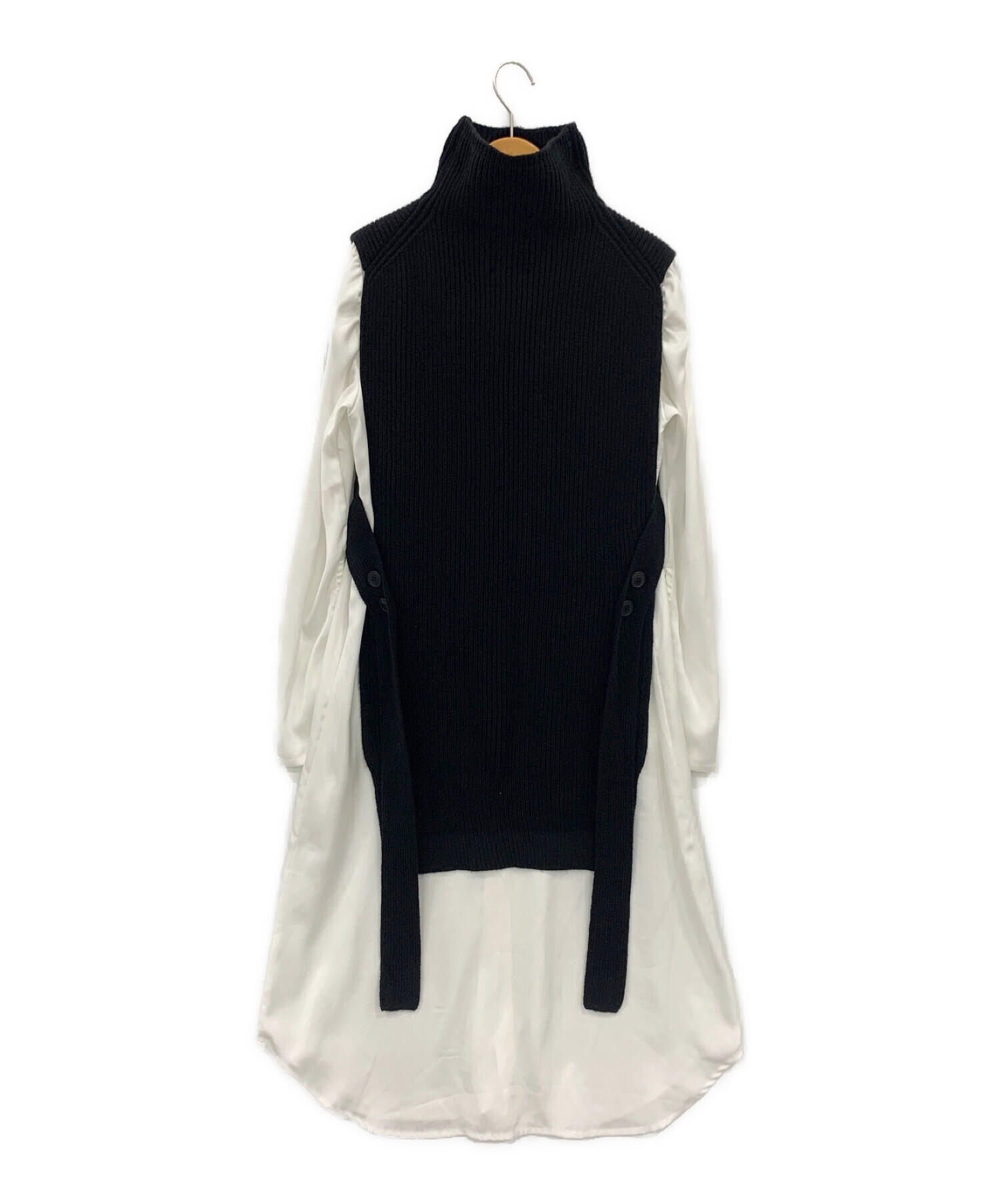 中古・古着通販】Ameri (アメリ) VEST LAYERED SHIRT DRESS ブラック 
