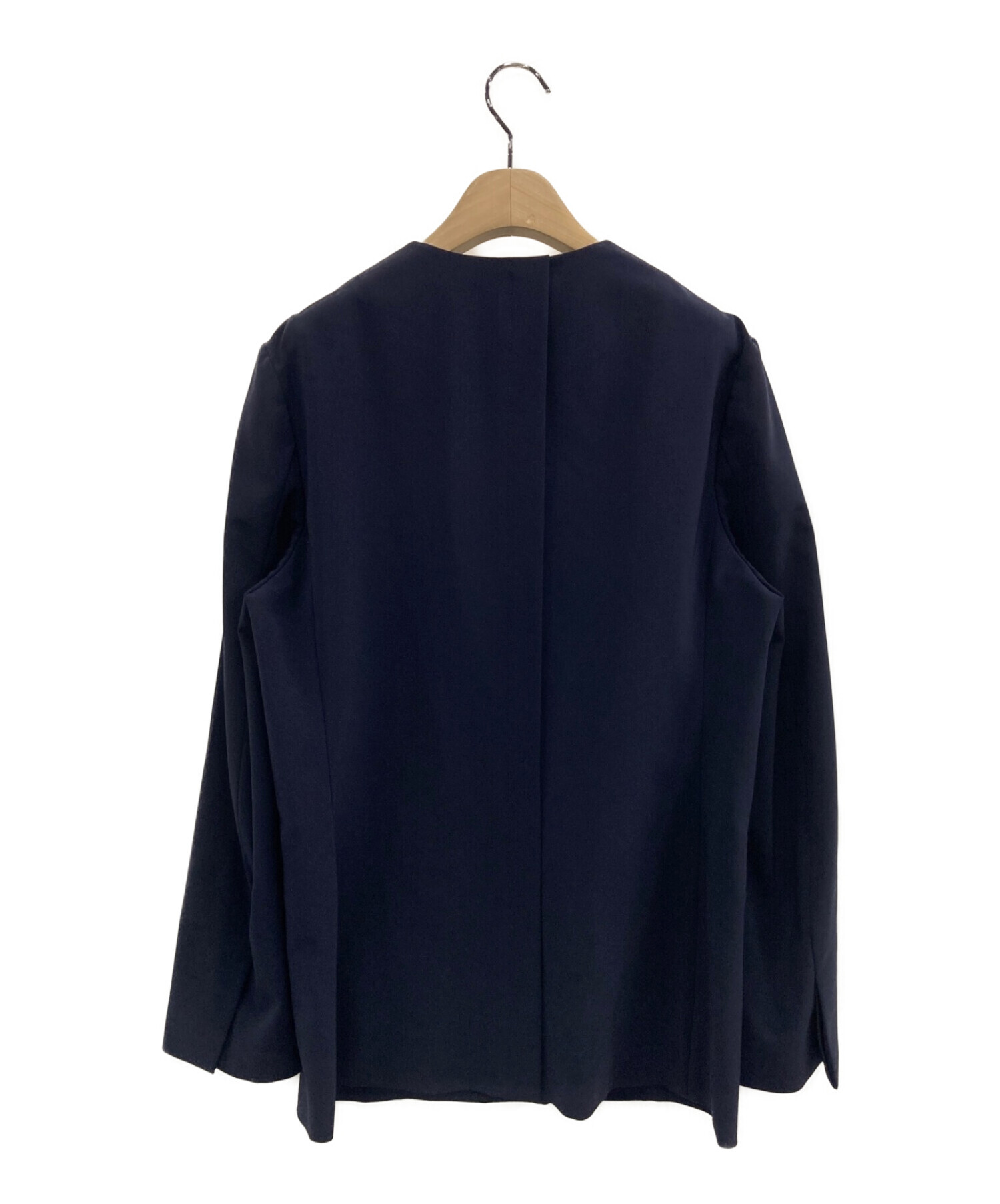 TARO HORIUCHI　ストレッチ　ノーカラー　ジャケット　カラーレス　紺 TARO HORIUCHI ストレッチ ノーカラー ジャケット カラーレス 紺