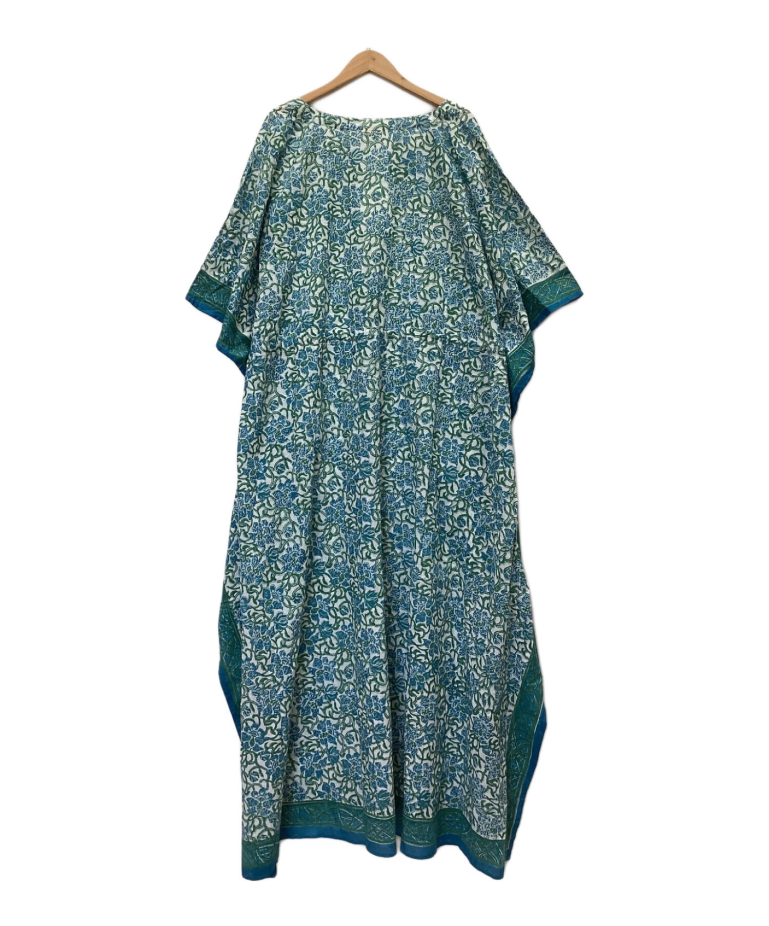 中古・古着通販】ANOKHI (アノキ) インド綿ロングワンピース グリーン 