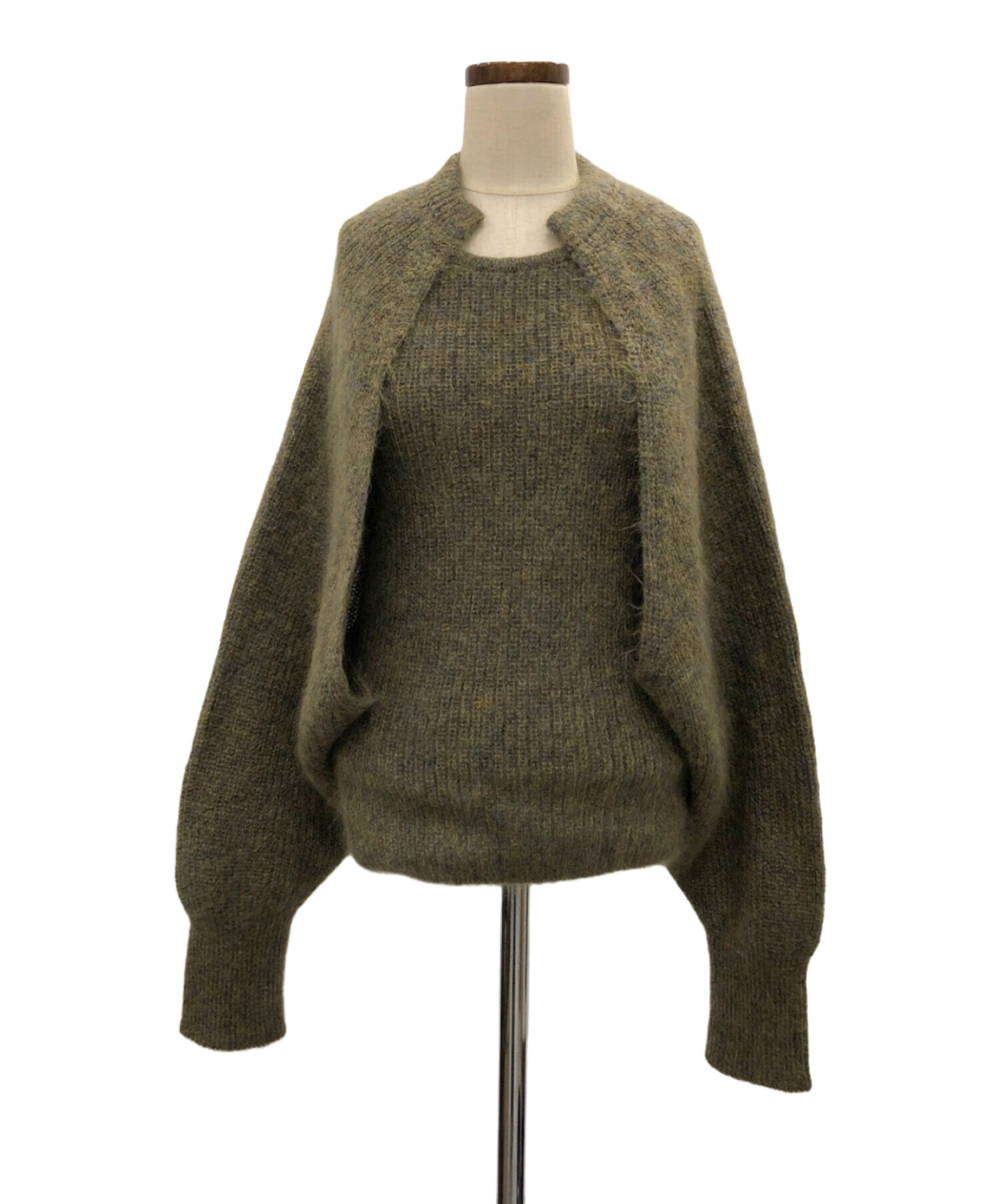 中古・古着通販】Uhr (ウーア) Layered Bolero Knit カーキ  
