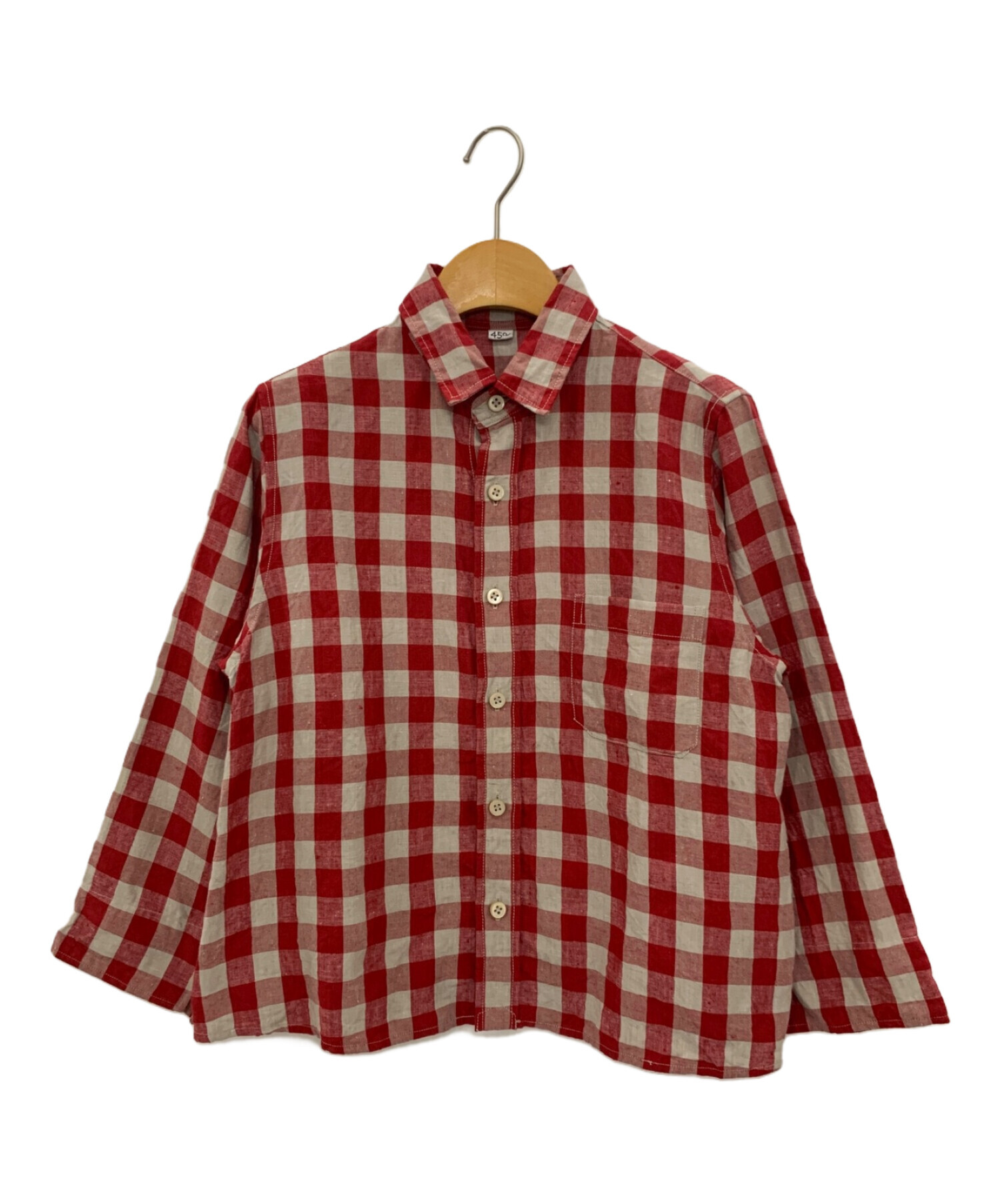 美品✨45R フォーティファイブアール リネン100 チェックブラウス シャツ 美品✨45R フォーティファイブアール リネン100 チェックブラウス