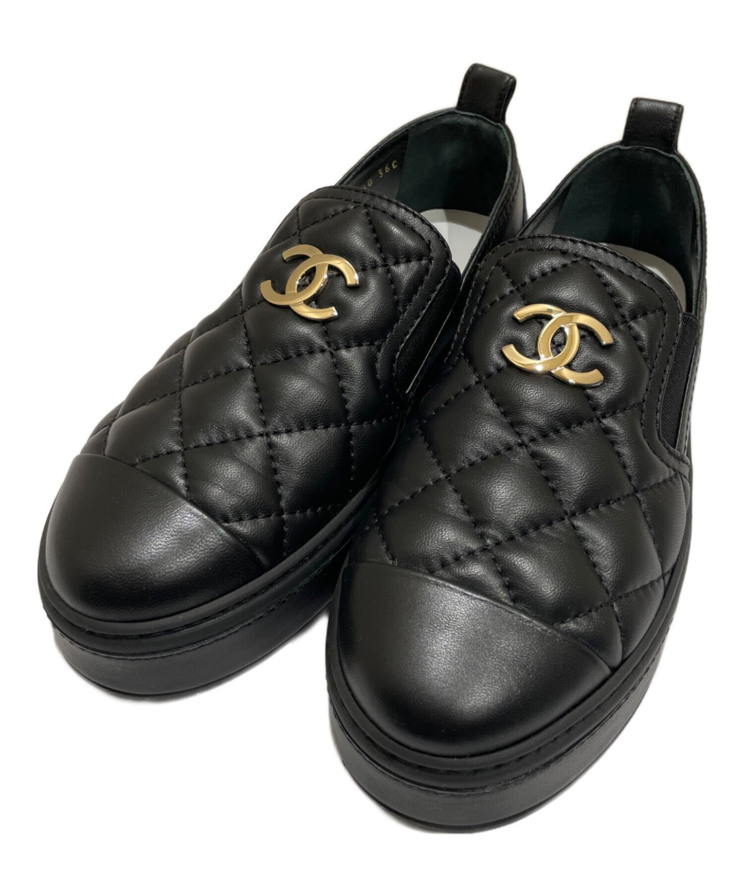 シャネル CHANEL サンダル スリッポン ココマーク 本革 レザー 38  