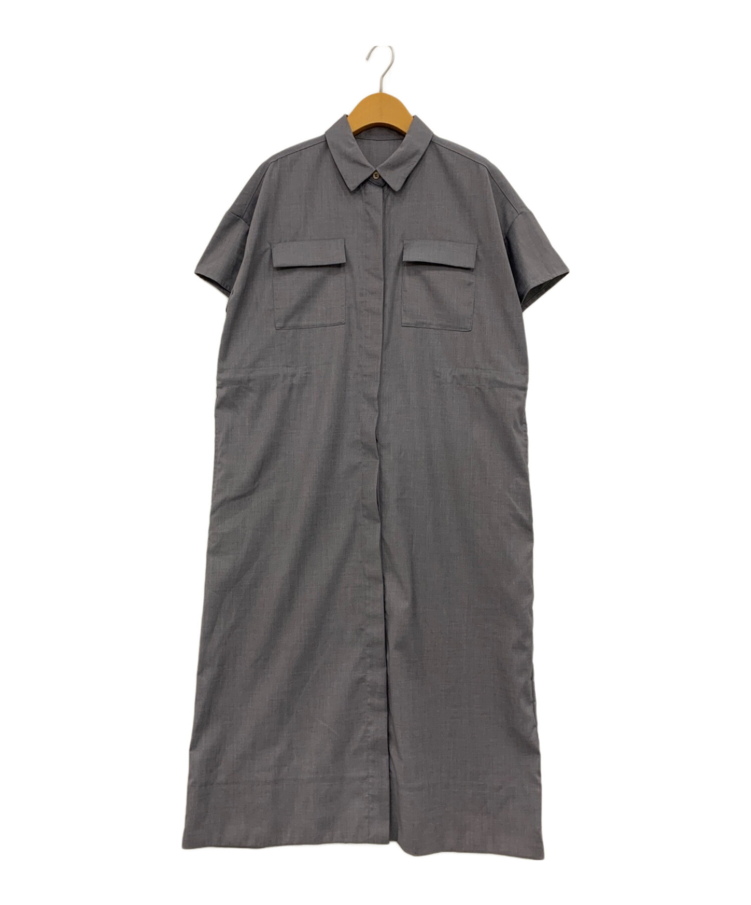 中古・古着通販】SOEJU (ソージュ) ロングシャツワンピース グレー 