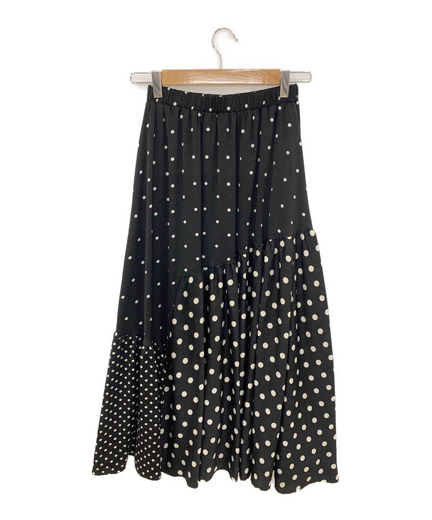 ビアズリーBEARDSLEY ドットパッチワークロングスカート