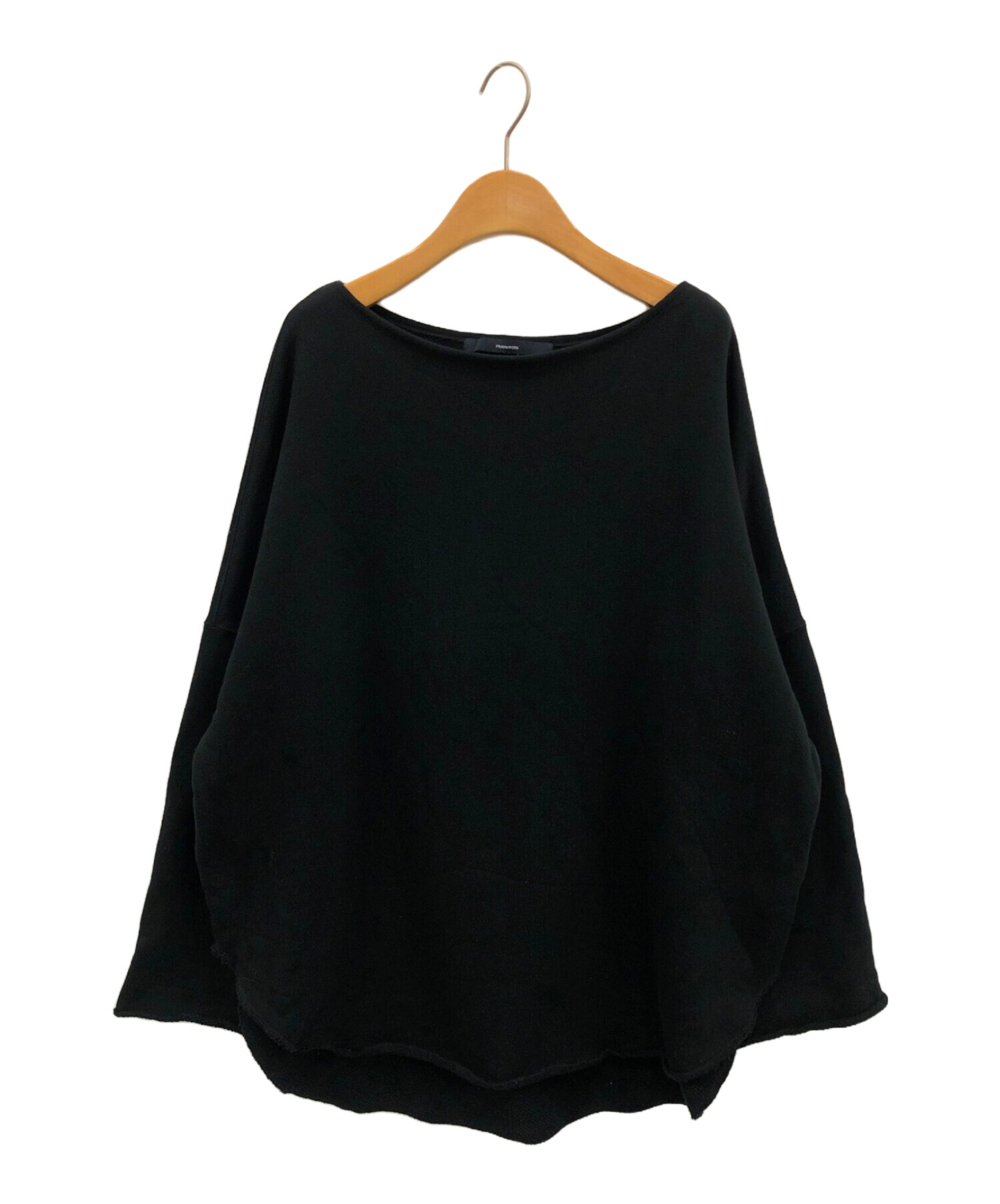 フレームワークコットンリヨセルボートネックプルオーバーSWEAT ブラック