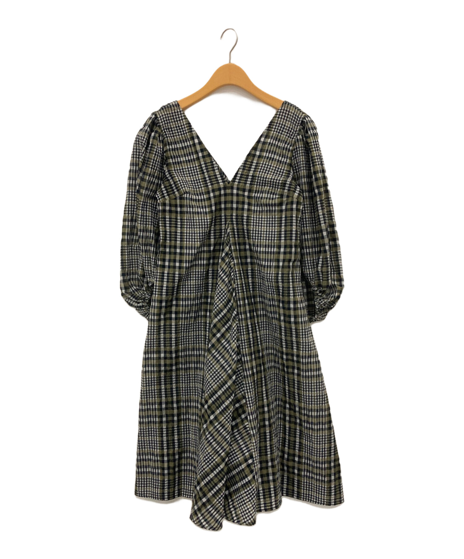 中古・古着通販】Ganni (ガニー) Vネックバルーンスリーブチェック 
