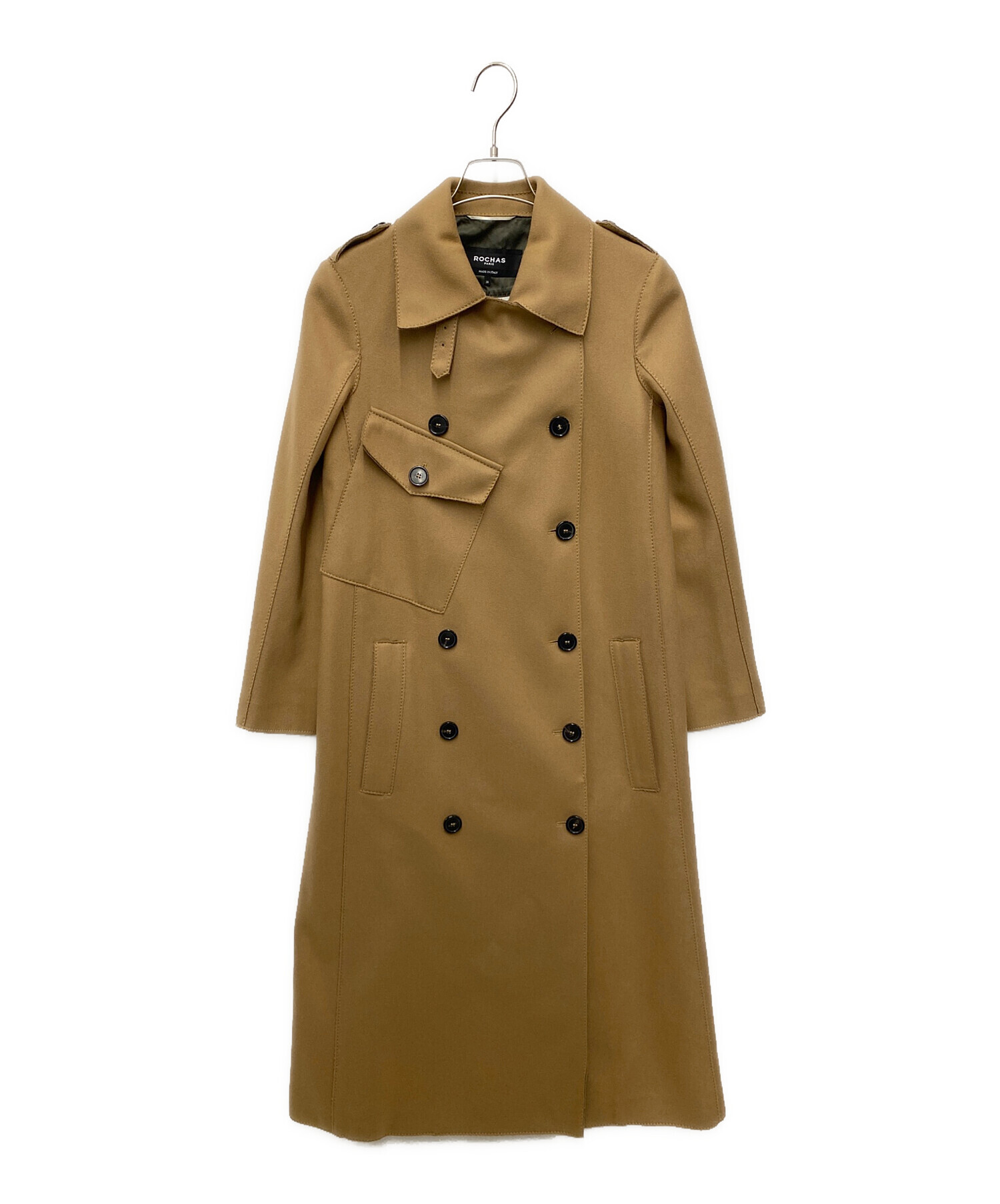 ロシャス ROCHAS ウール ロングコート ダブル 9 ブラック｜ファッション