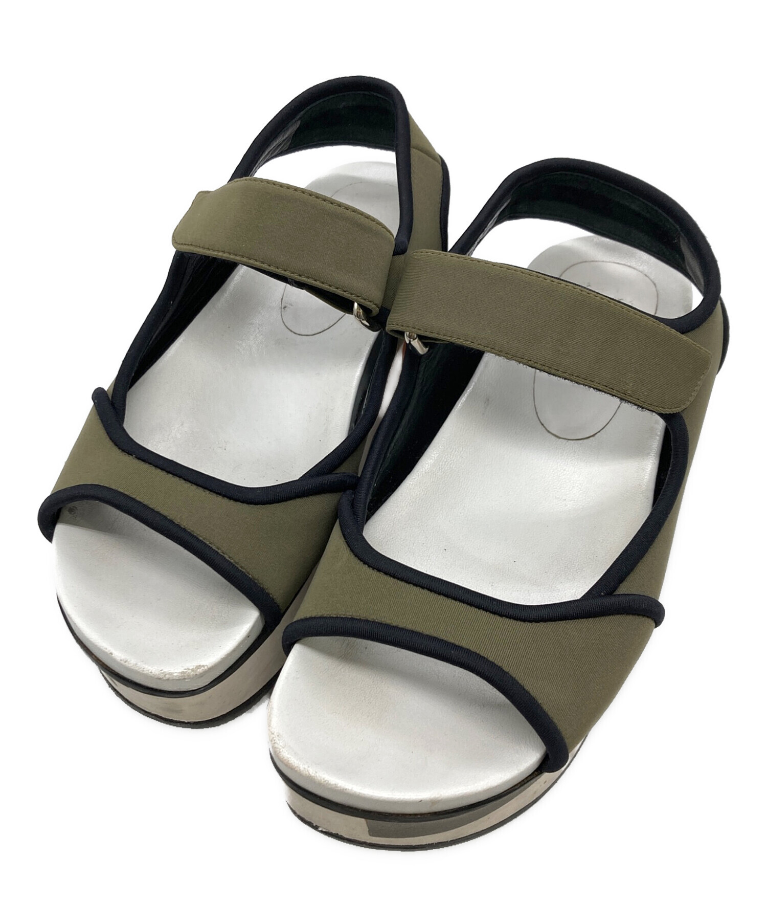 中古・古着通販】MARNI (マルニ) 厚底サンダル カーキ×ホワイト サイズ 
