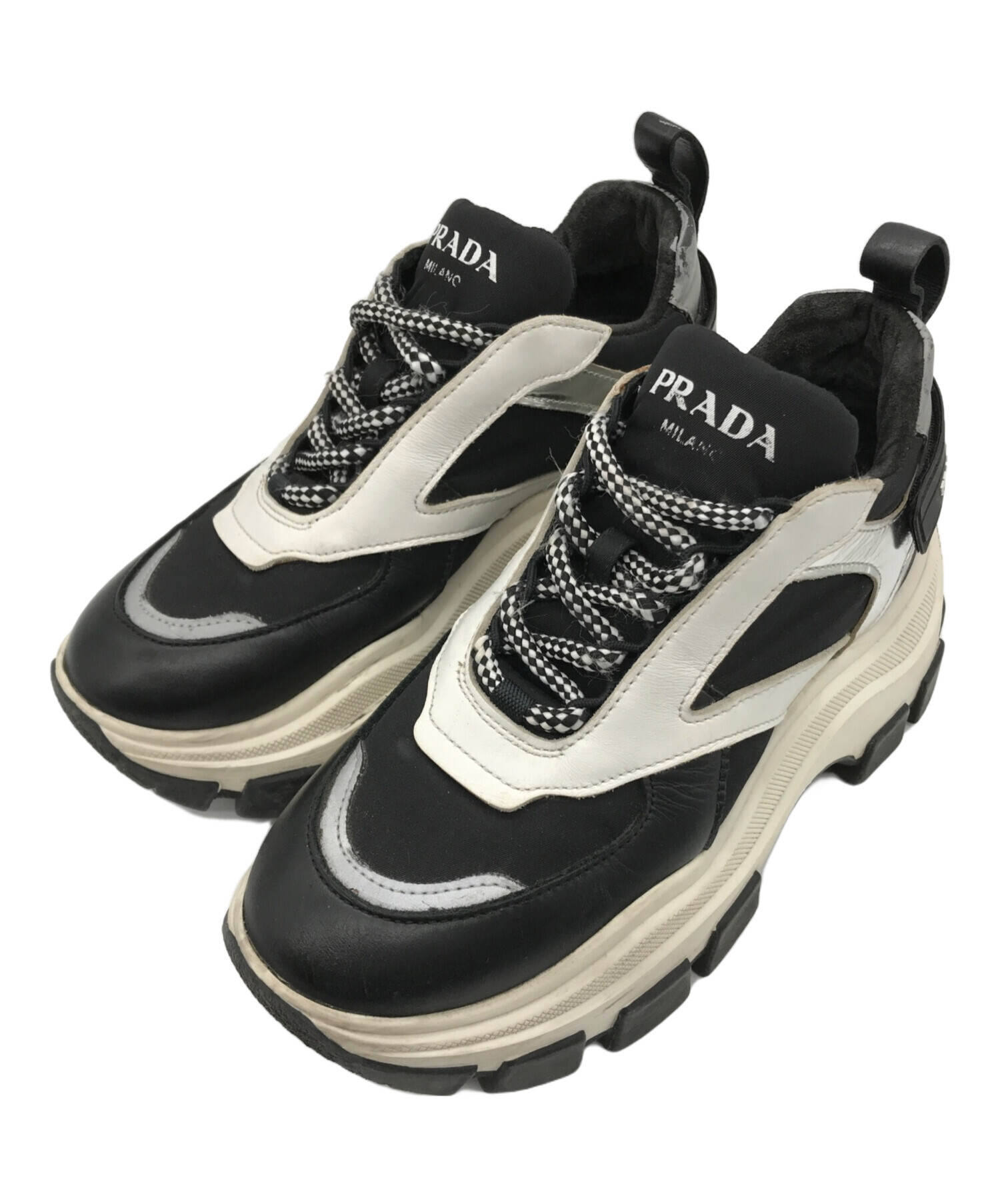 中古・古着通販】PRADA (プラダ) PEGASUS ブロックスニーカー ブラック 