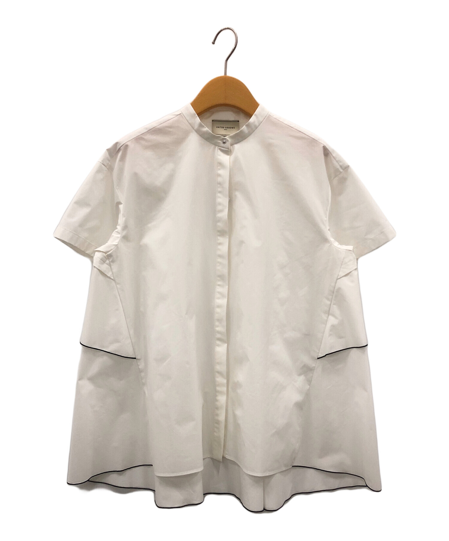 UNITED ARROWS バックフレアショートスリーブブラウスホワイト