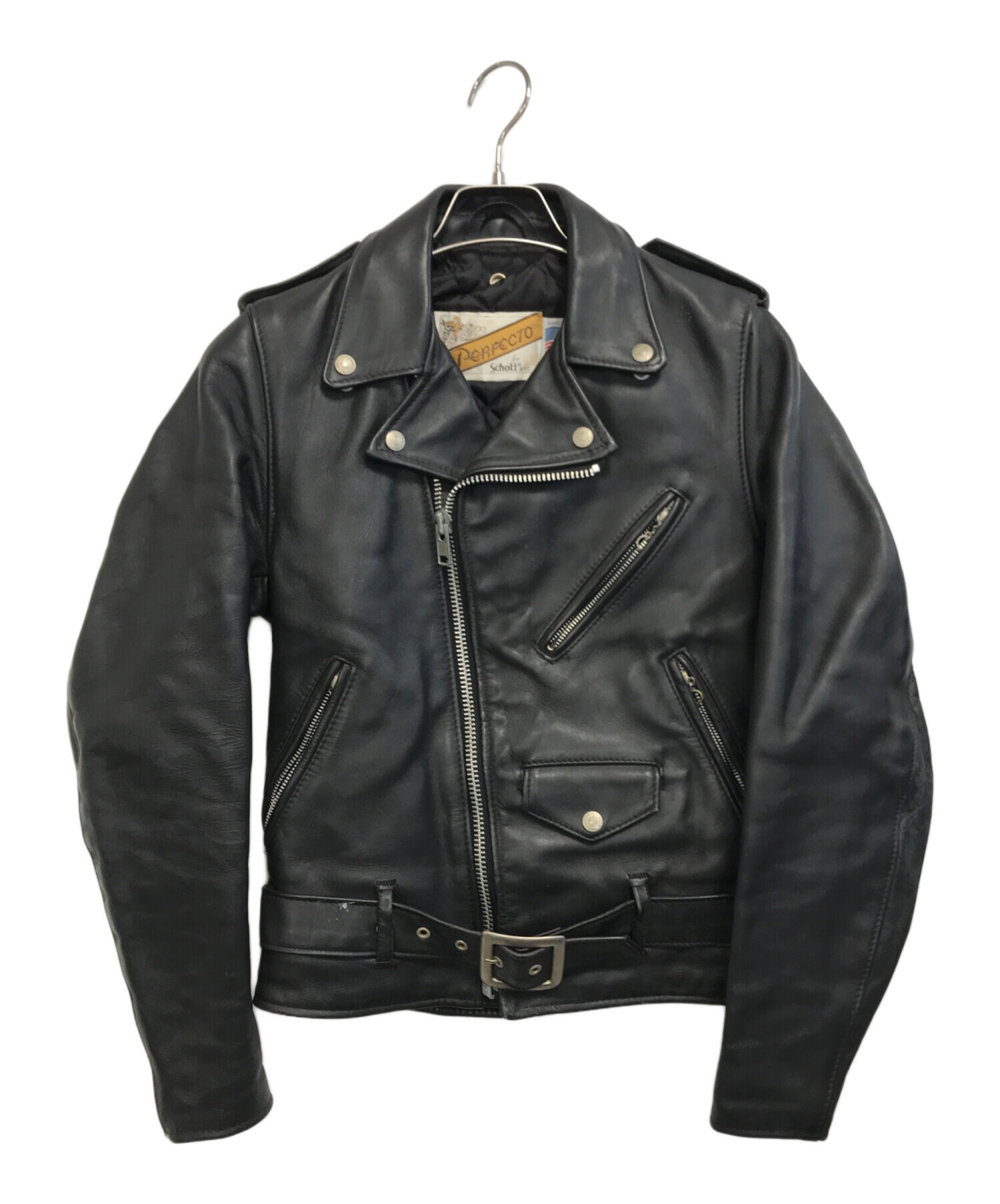 中古】SCHOTT ショット レザーライダースジャケット 32 黒 