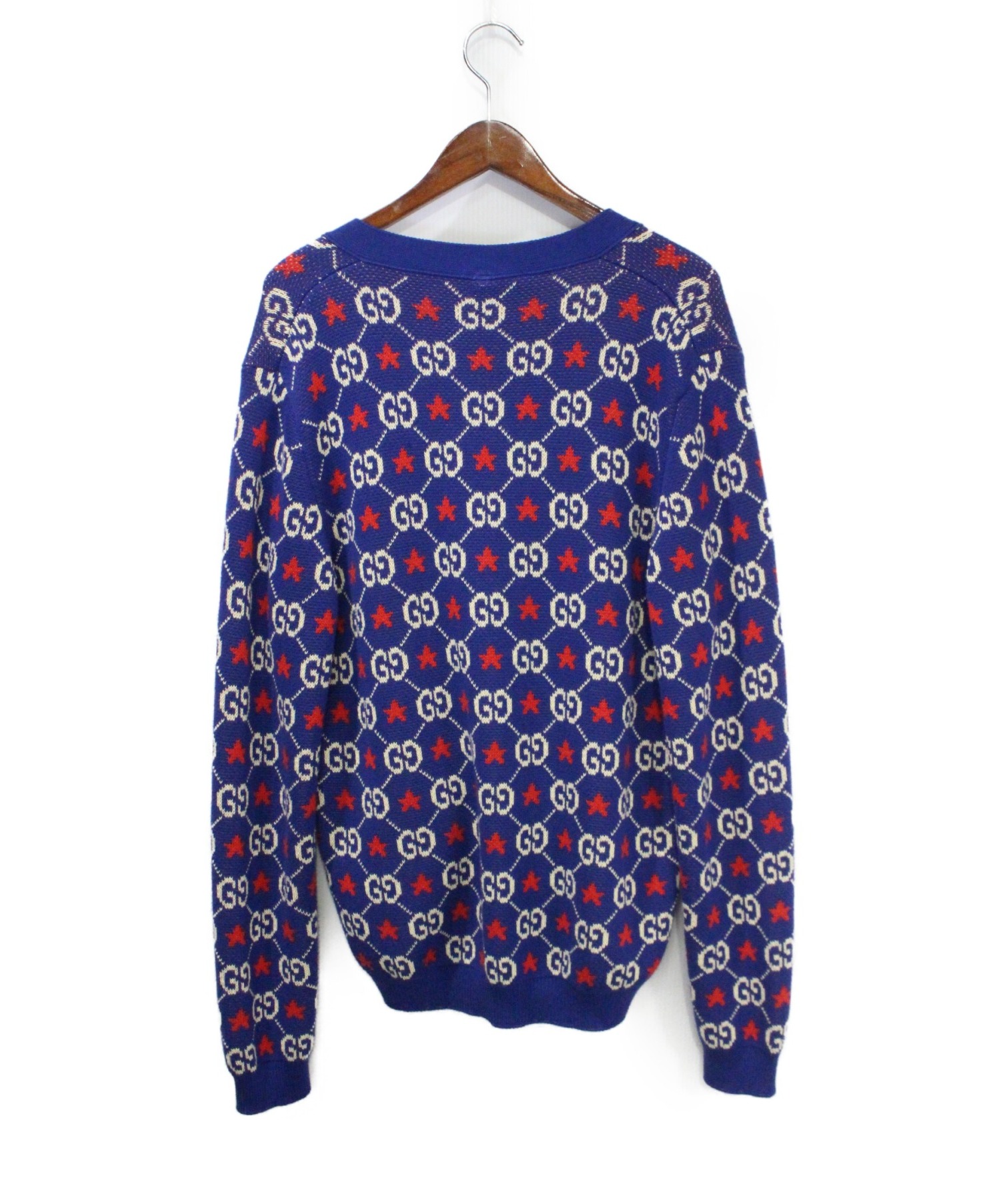 中古・古着通販】GUCCI (グッチ) GGロゴカーディガン ブルー サイズ:S 