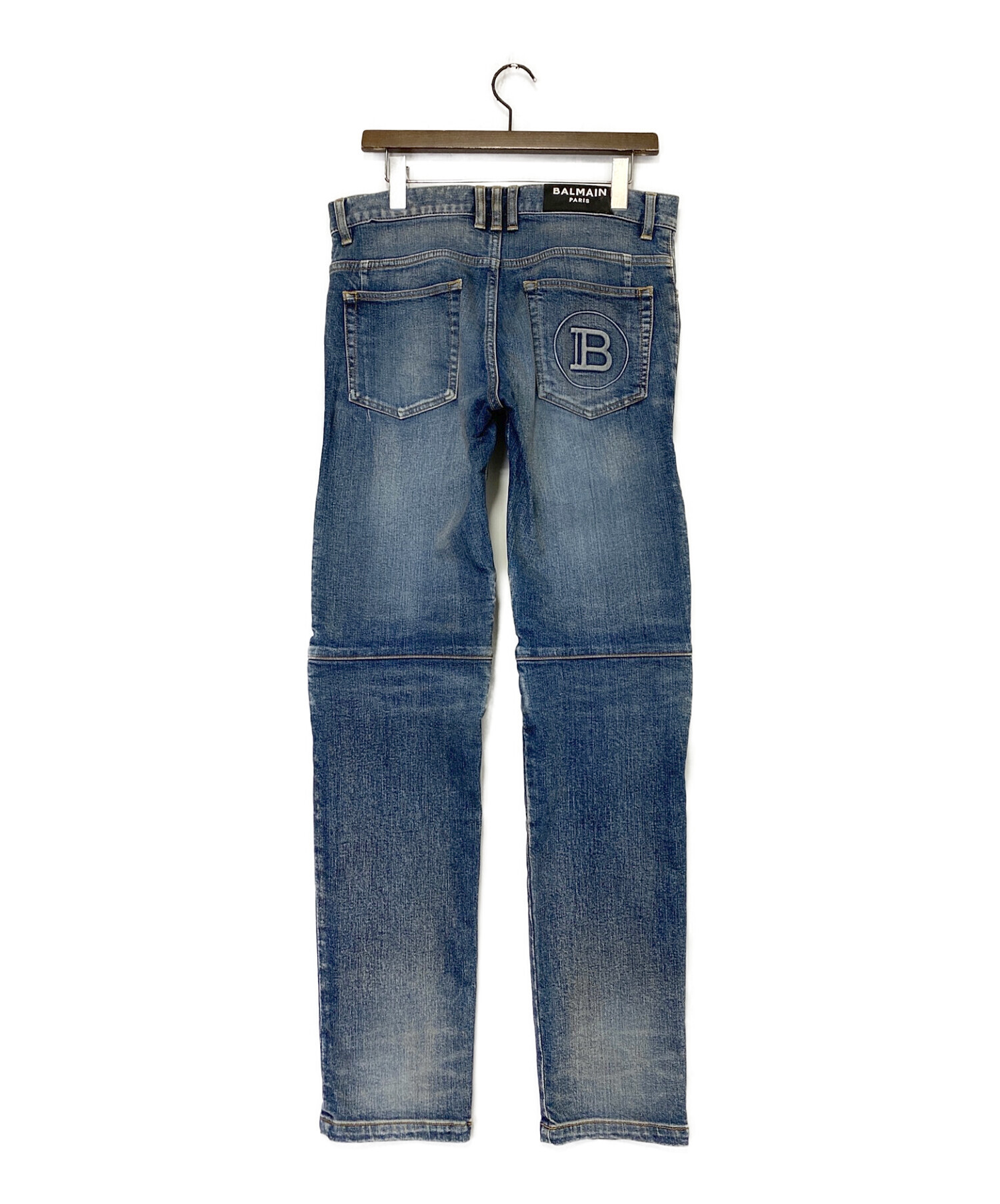 美品 BALMAIN バルマン バイカーデニム ジーンズ スキニー 30 濃紺 