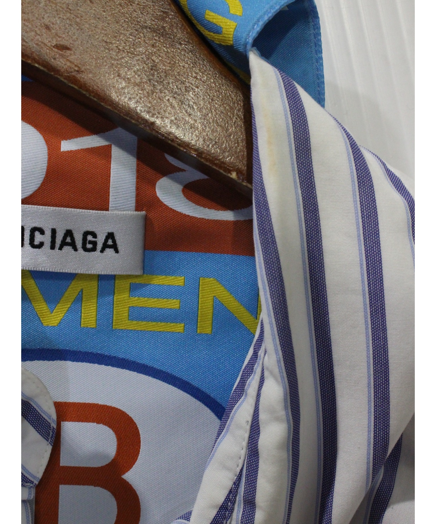 BALENCIAGA (バレンシアガ) ストライプシャツ ブルー サイズ:36