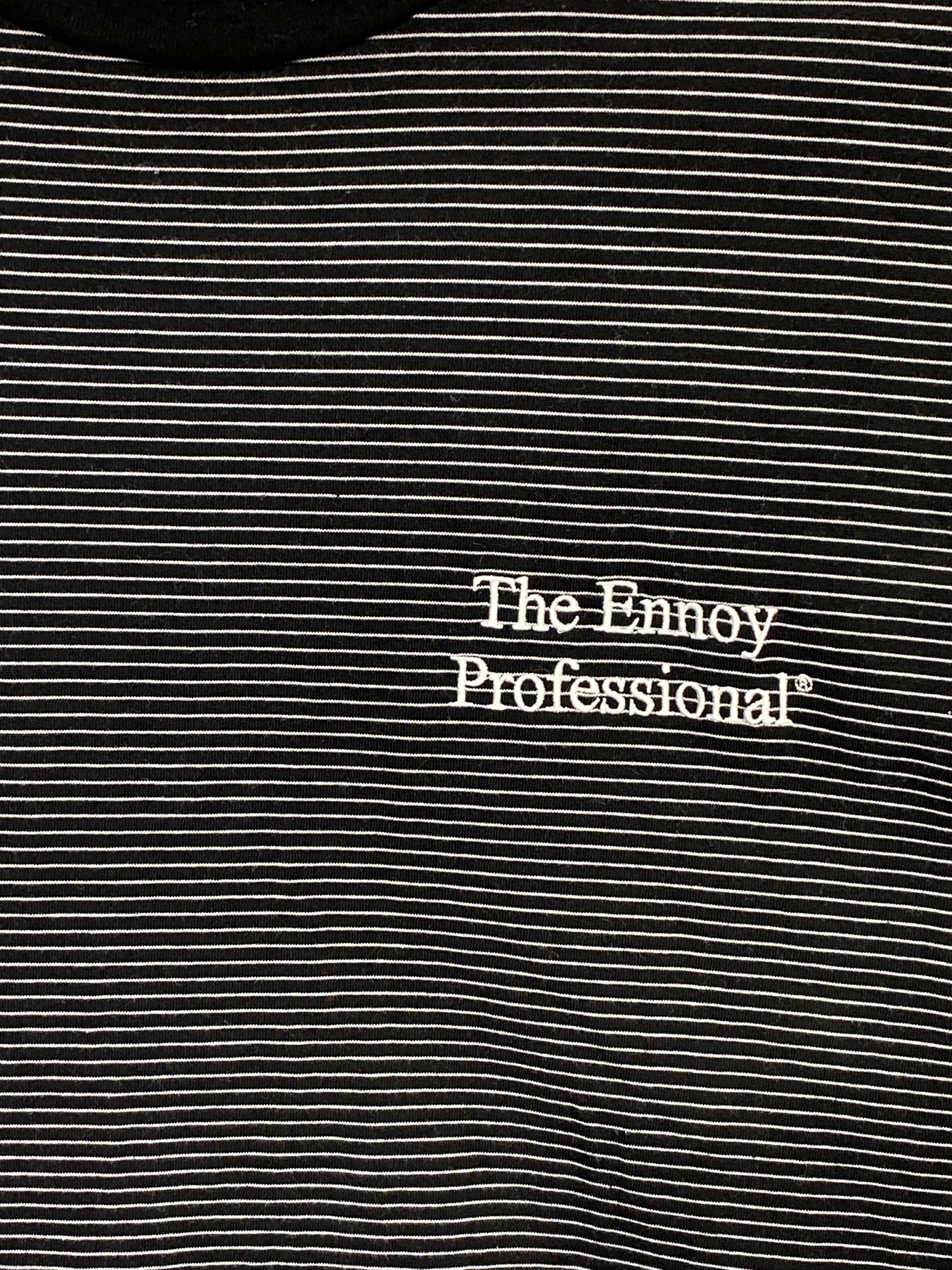 ENNOY (エンノイ) ボーダーTシャツ ブラック サイズ:XL