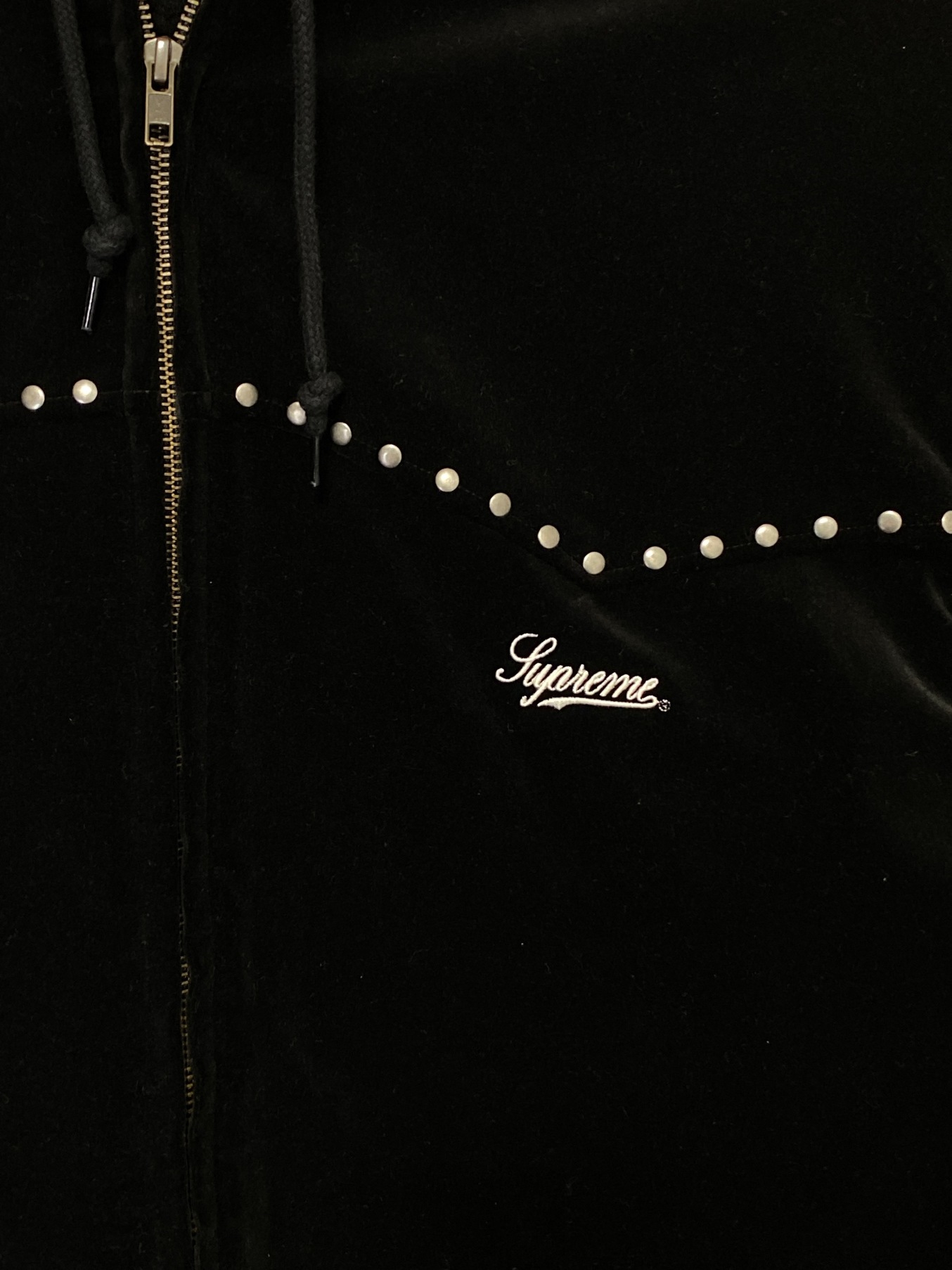 SUPREME (シュプリーム) 21AW Studded Velvet Hooded Work Jacket ブラック サイズ:XL