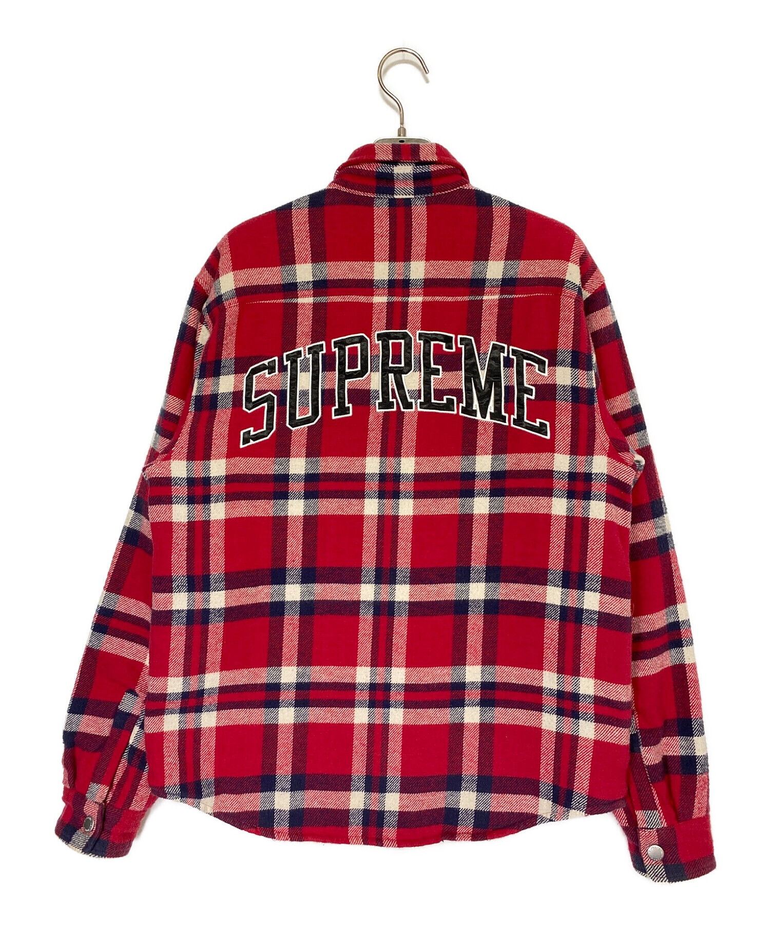 Mサイズ Supreme Quilted Flannel Shirt レッド