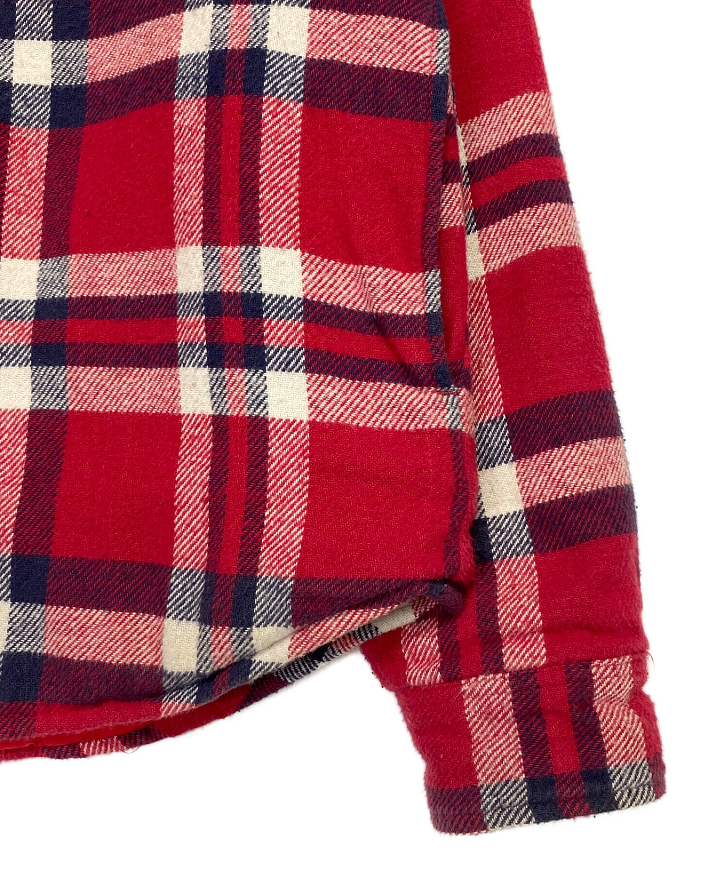 Mサイズ Supreme Quilted Flannel Shirt レッド
